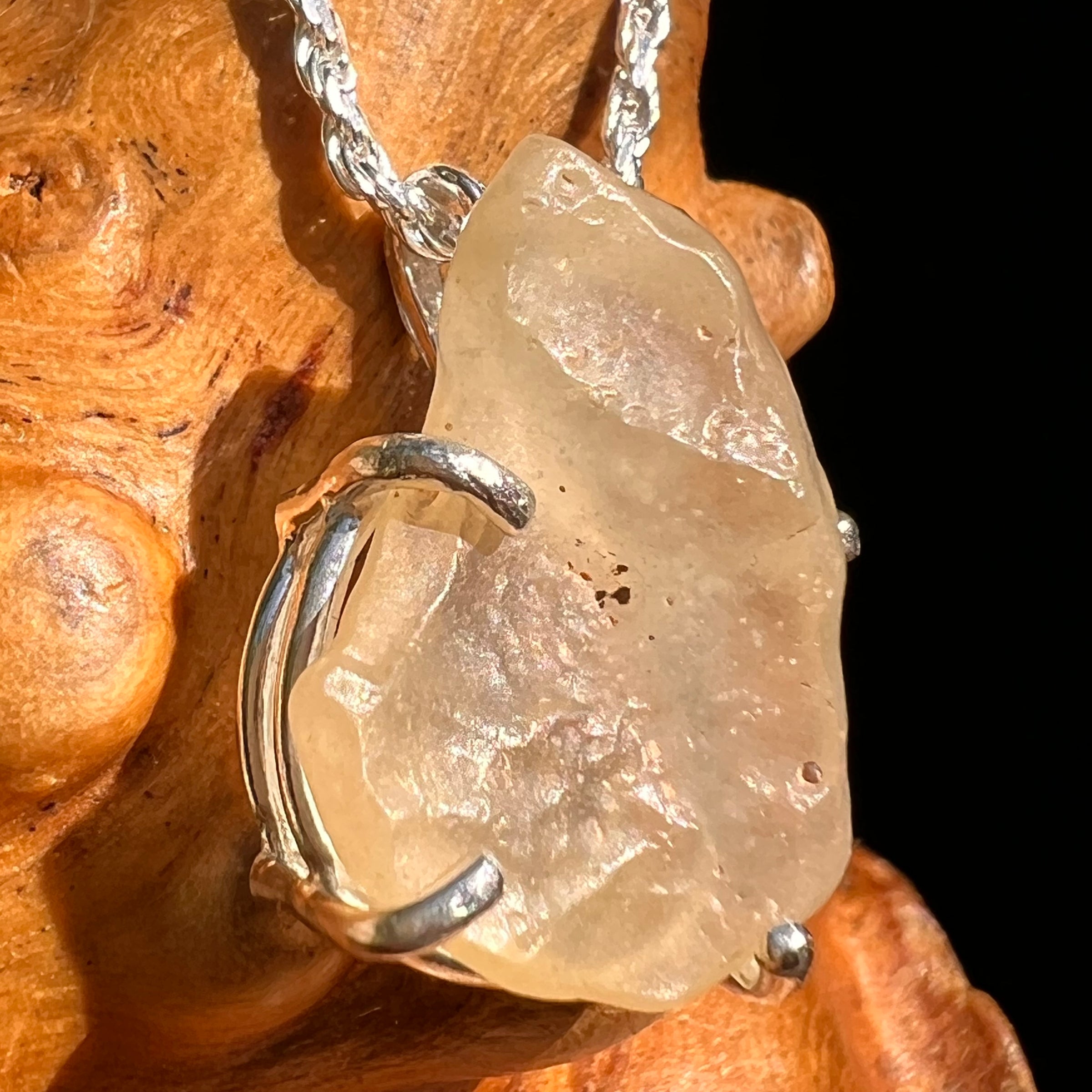 Libyan Desert Glass Pendant Sterling Silver #8368-Moldavite Life