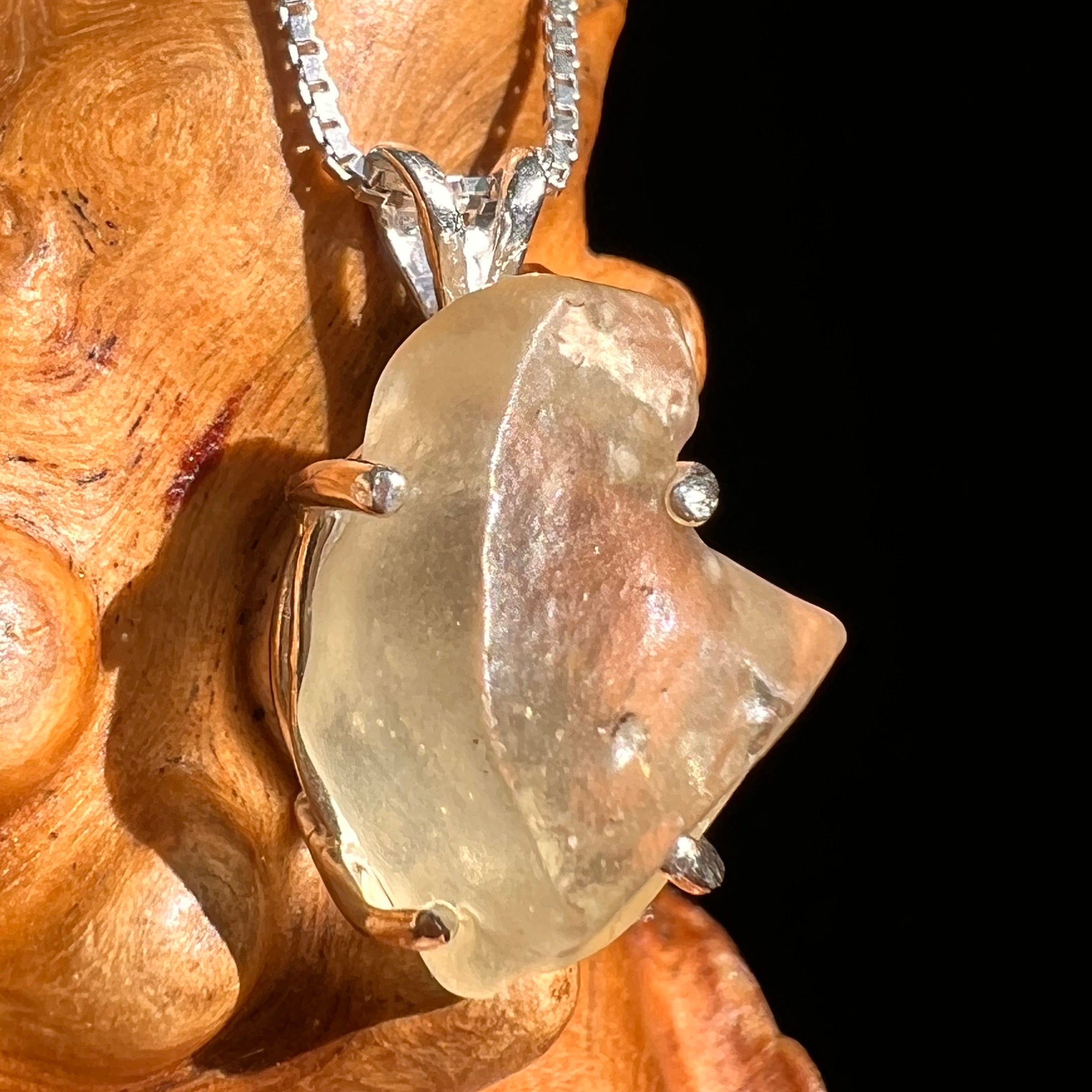 Libyan Desert Glass Pendant Sterling Silver #8369-Moldavite Life