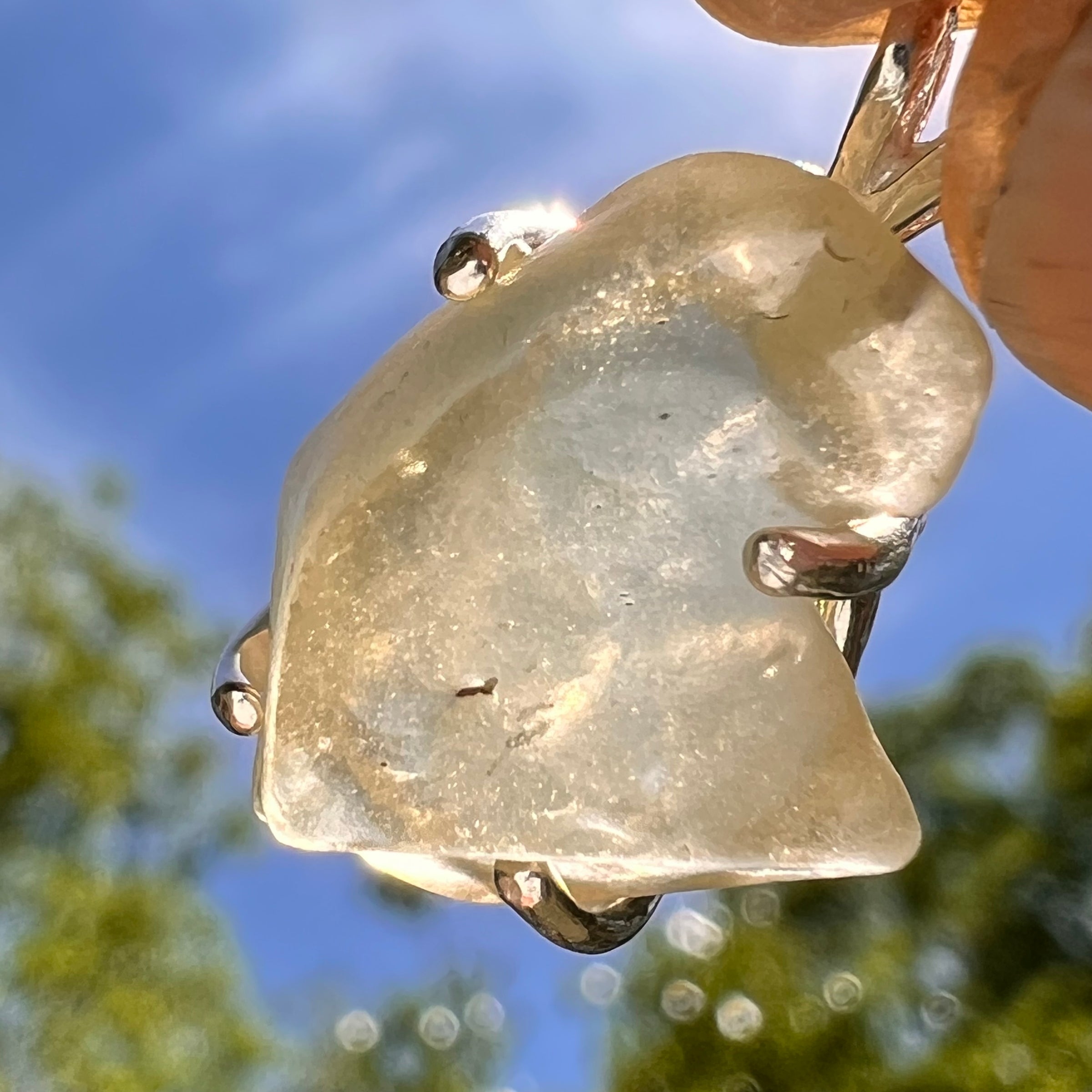 Libyan Desert Glass Pendant Sterling Silver #8369-Moldavite Life