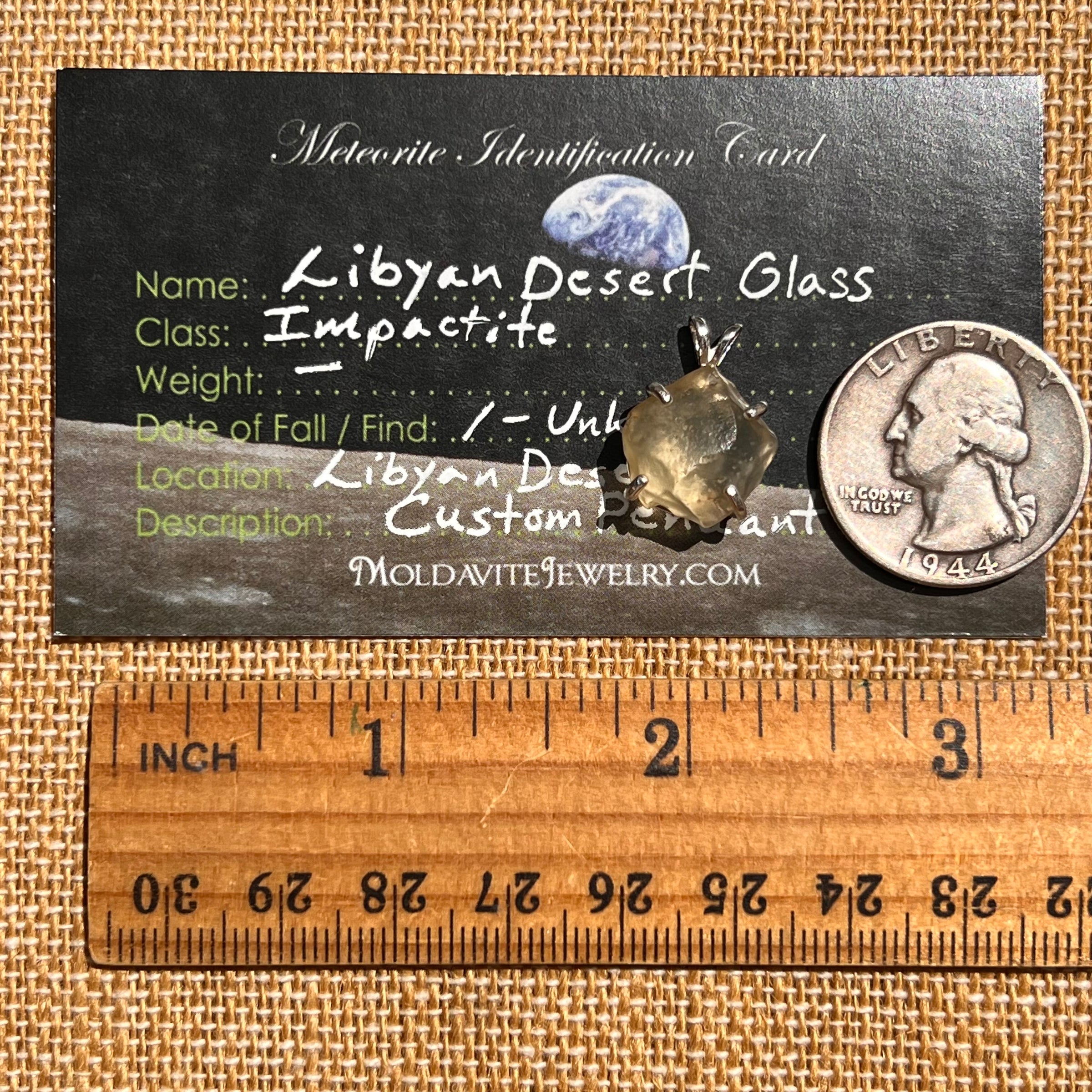 Libyan Desert Glass Pendant Sterling Silver #8370-Moldavite Life