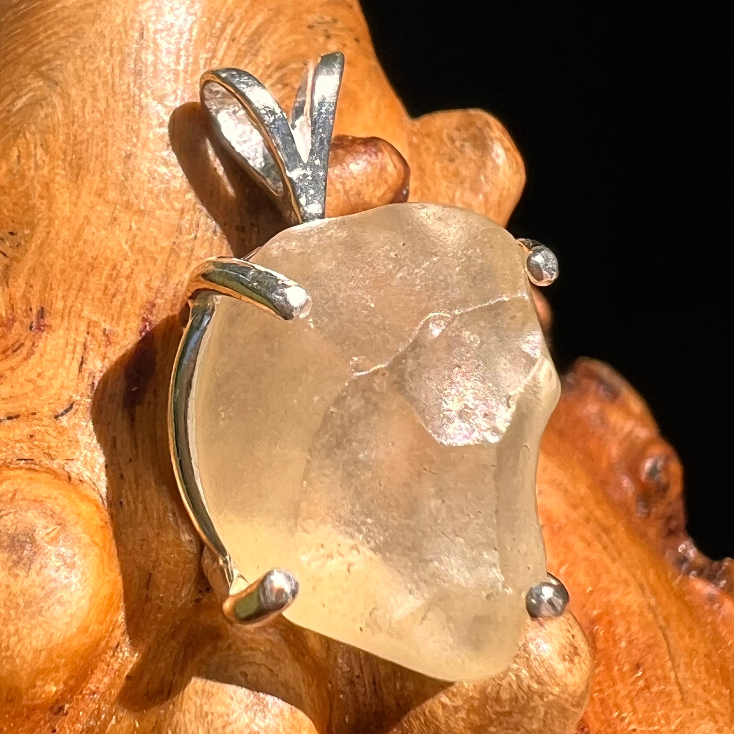 Libyan Desert Glass Pendant Sterling Silver #8371-Moldavite Life