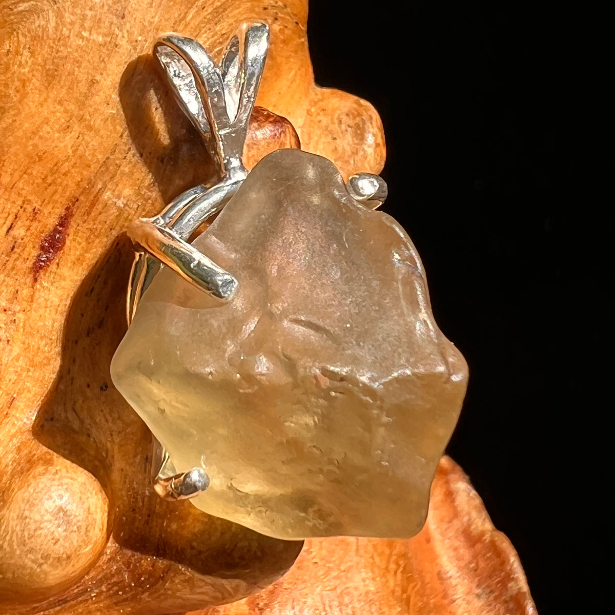 Libyan Desert Glass Pendant Sterling Silver #8372-Moldavite Life
