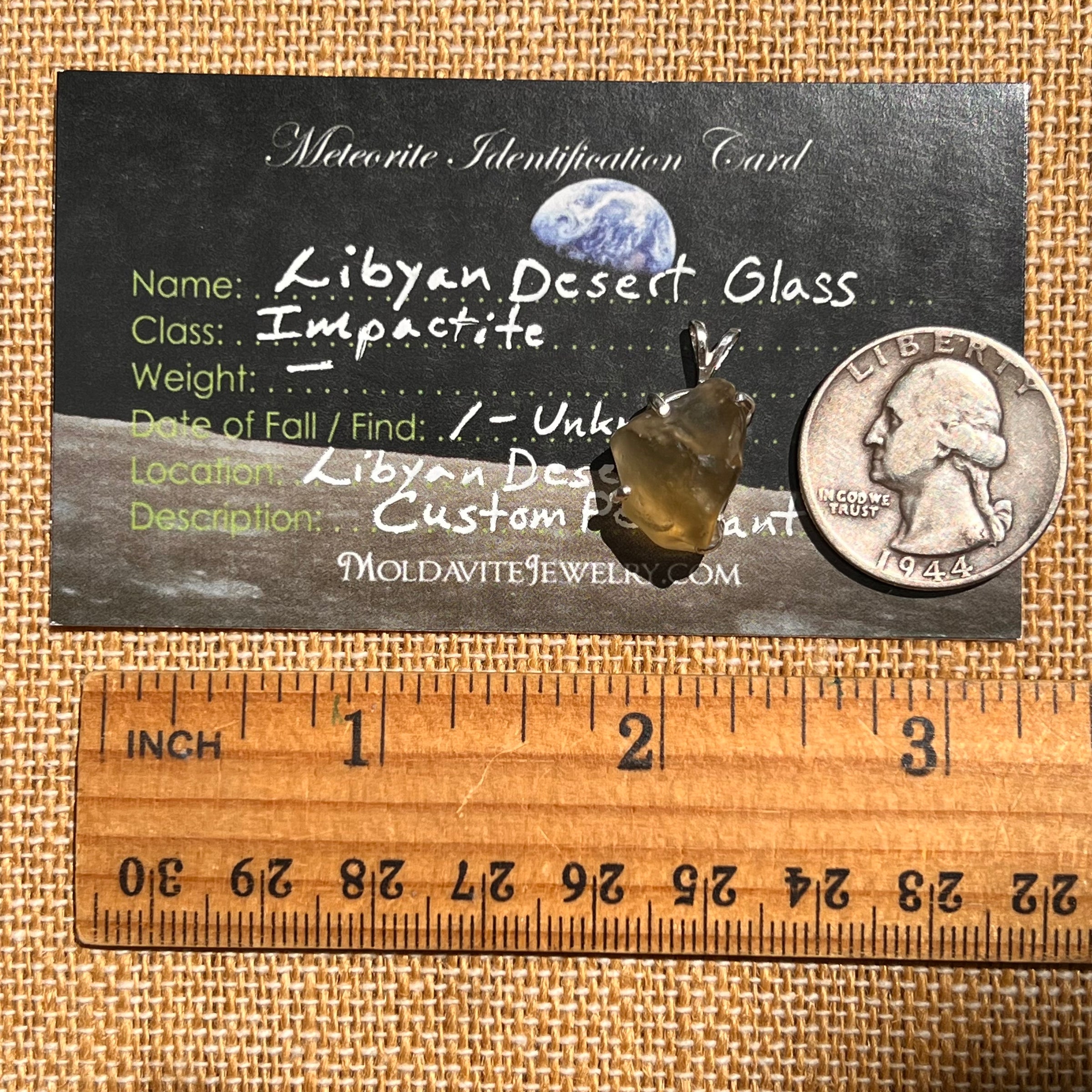 Libyan Desert Glass Pendant Sterling Silver #8372-Moldavite Life