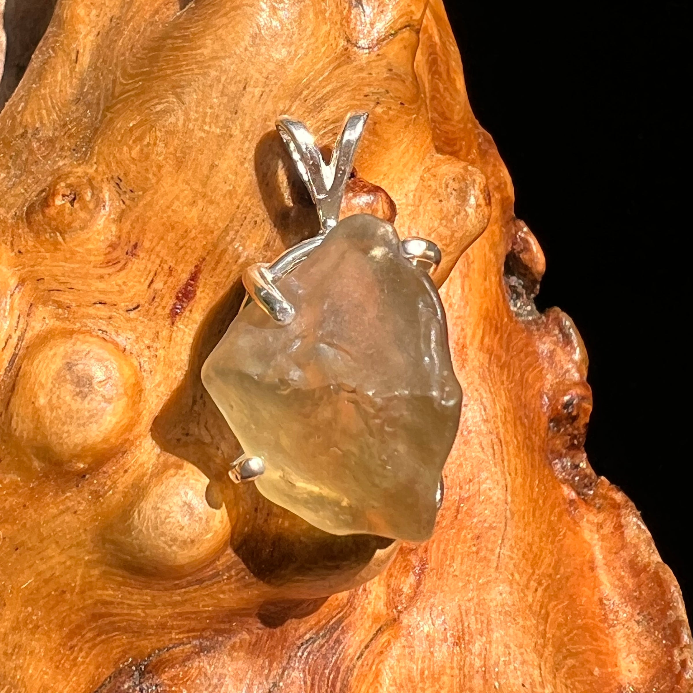 Libyan Desert Glass Pendant Sterling Silver #8372-Moldavite Life
