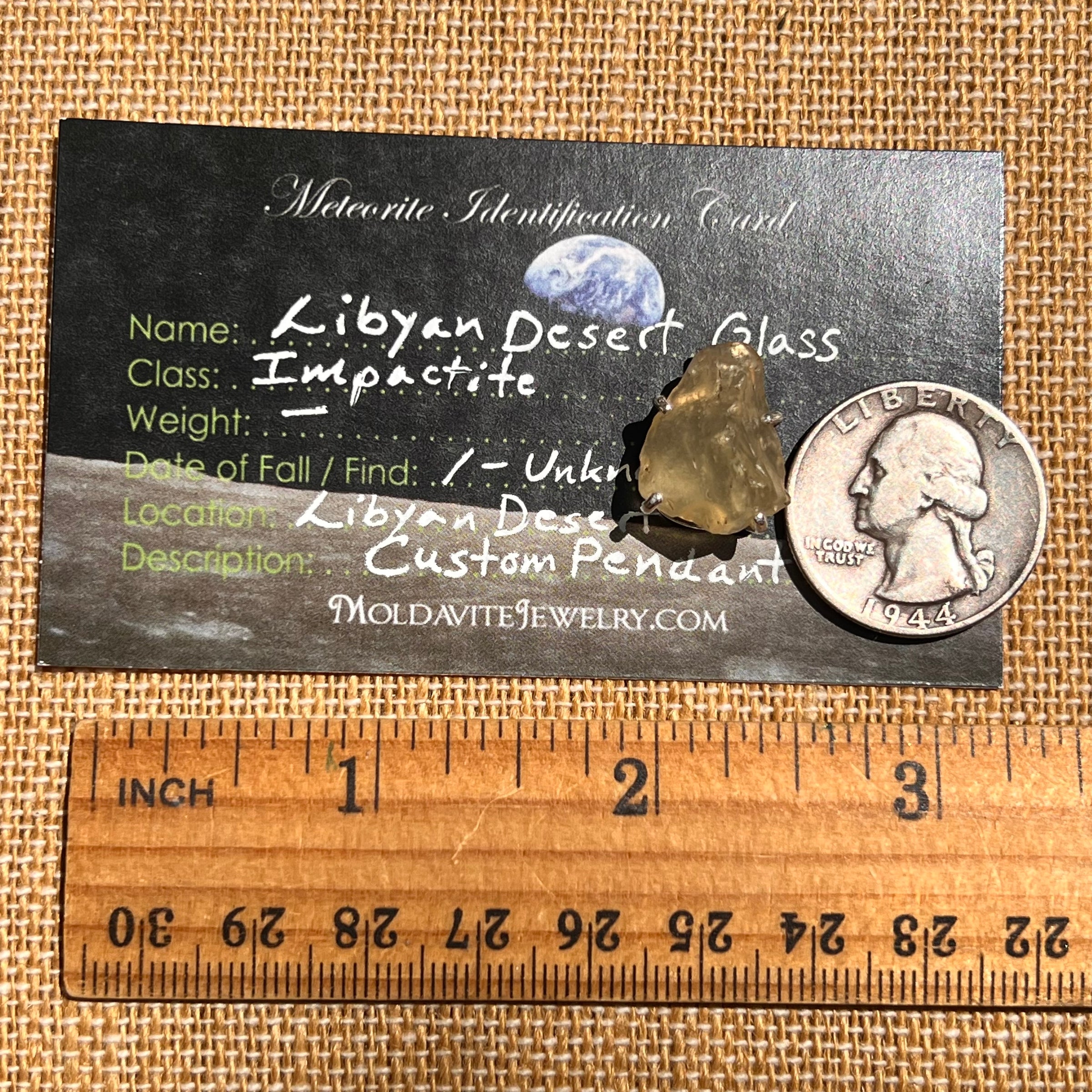 Libyan Desert Glass Pendant Sterling Silver #8373-Moldavite Life
