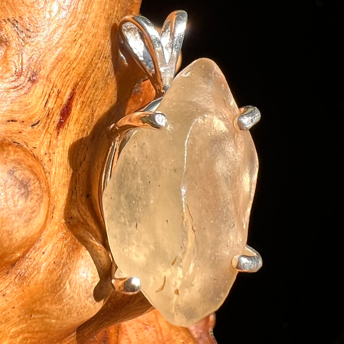 Libyan Desert Glass Pendant Sterling Silver #8376-Moldavite Life