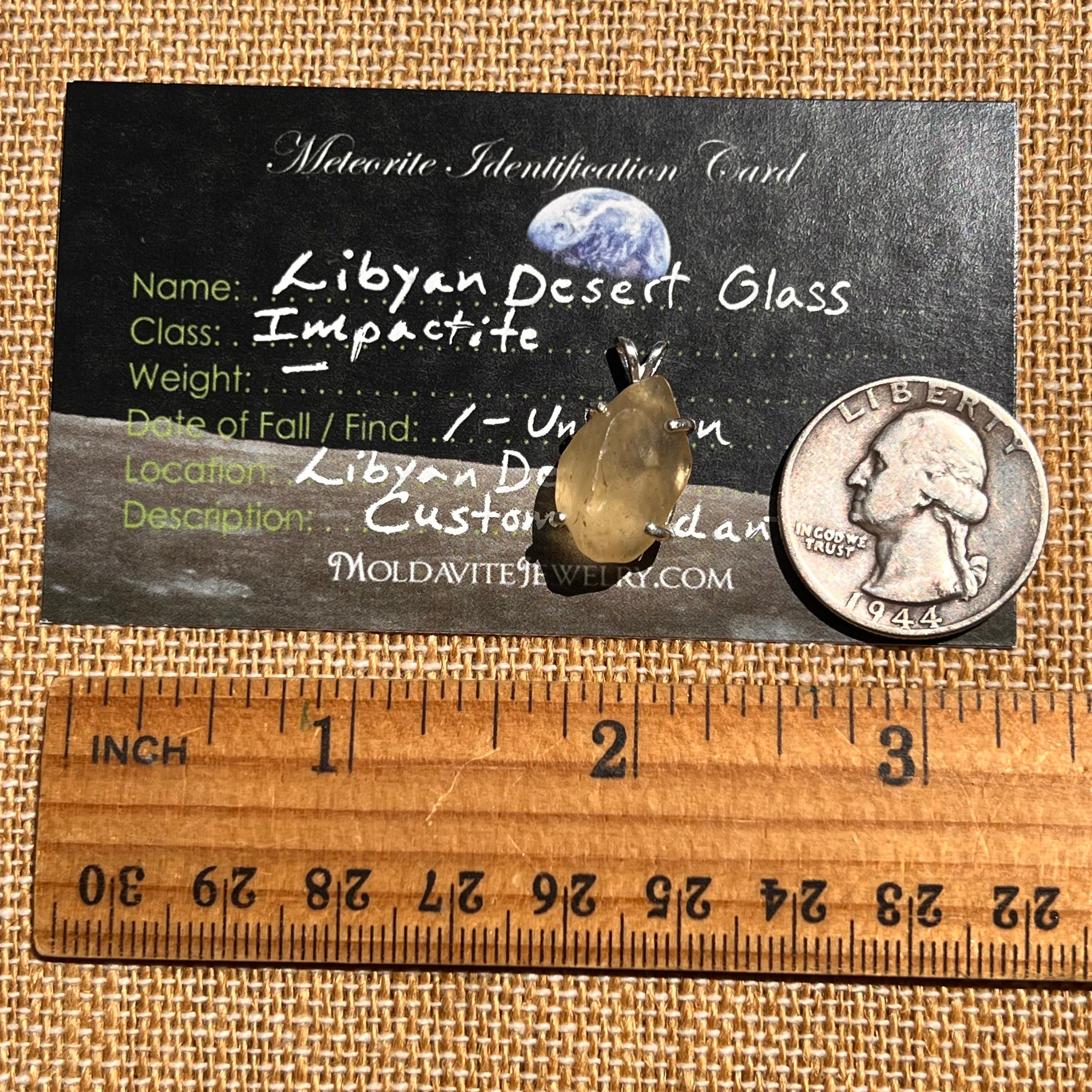 Libyan Desert Glass Pendant Sterling Silver #8376-Moldavite Life