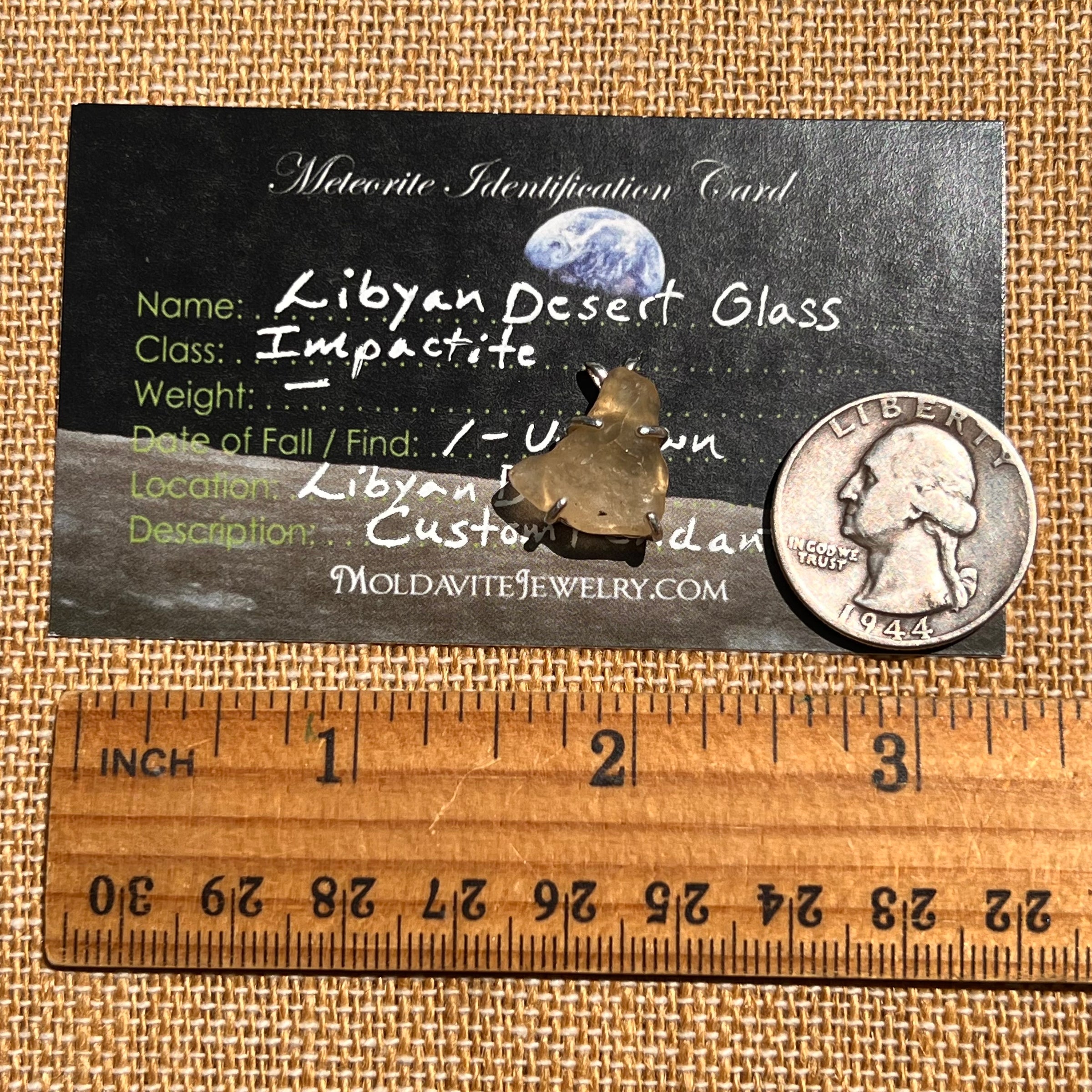 Libyan Desert Glass Pendant Sterling Silver #8377-Moldavite Life