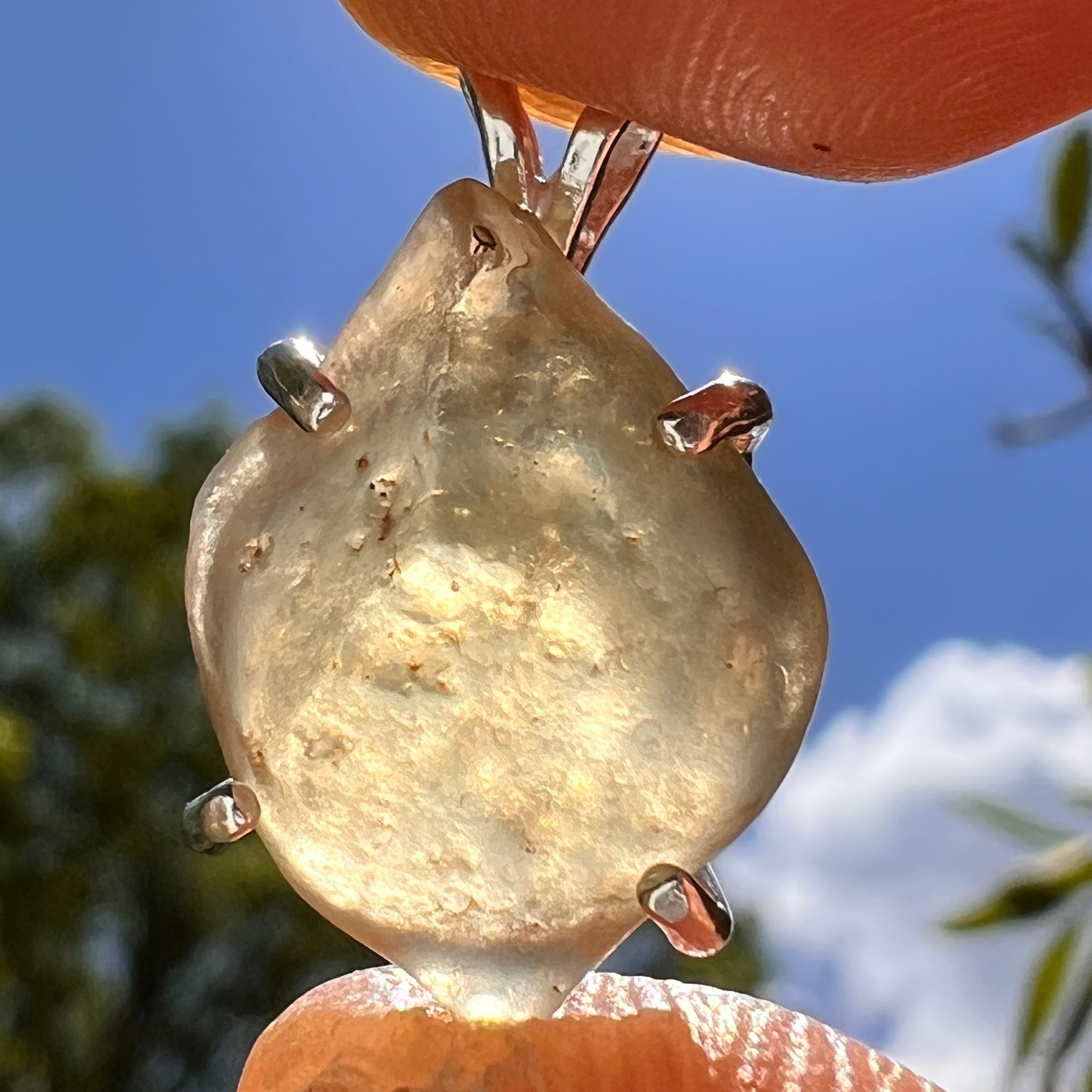 Libyan Desert Glass Pendant Sterling Silver #8379-Moldavite Life