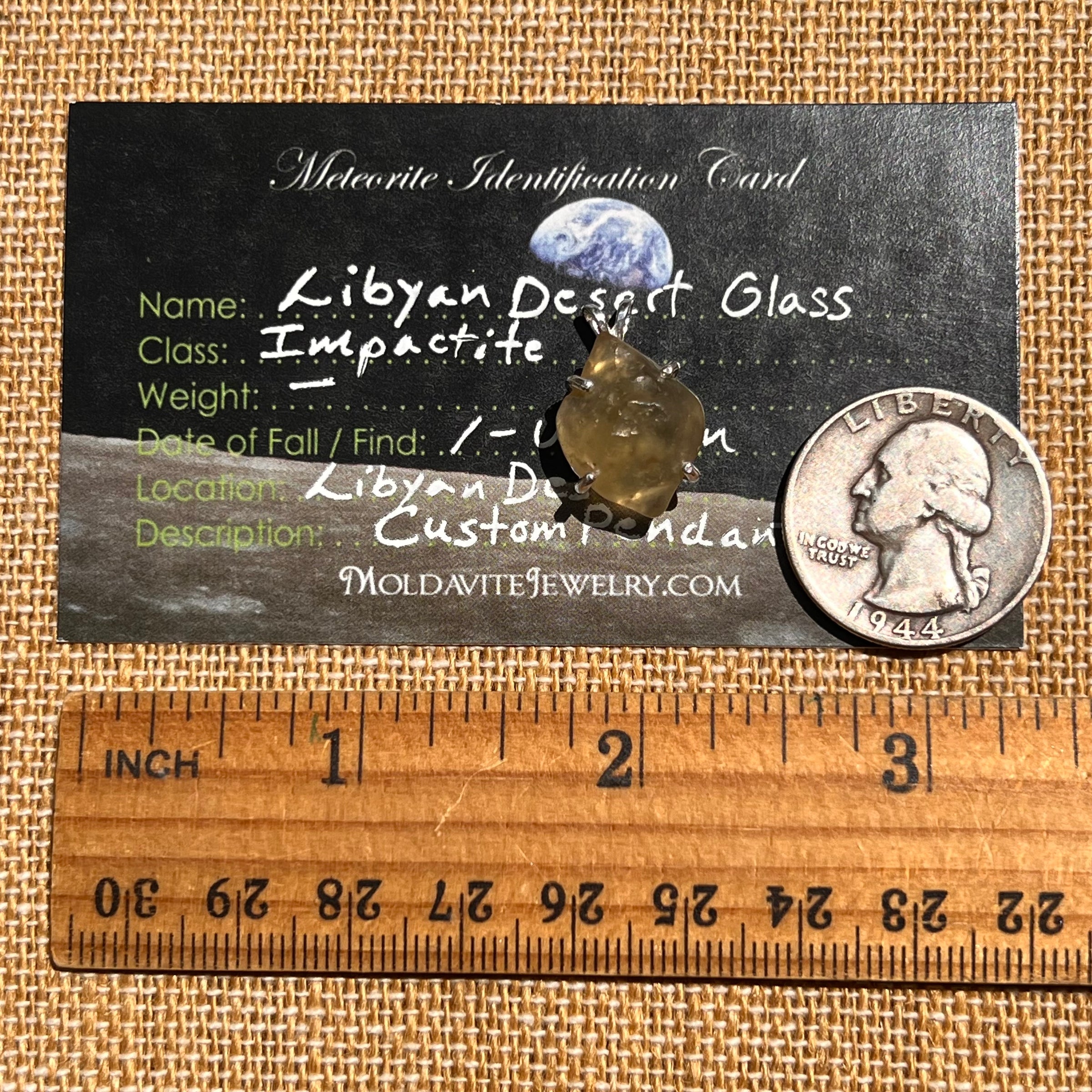 Libyan Desert Glass Pendant Sterling Silver #8379-Moldavite Life