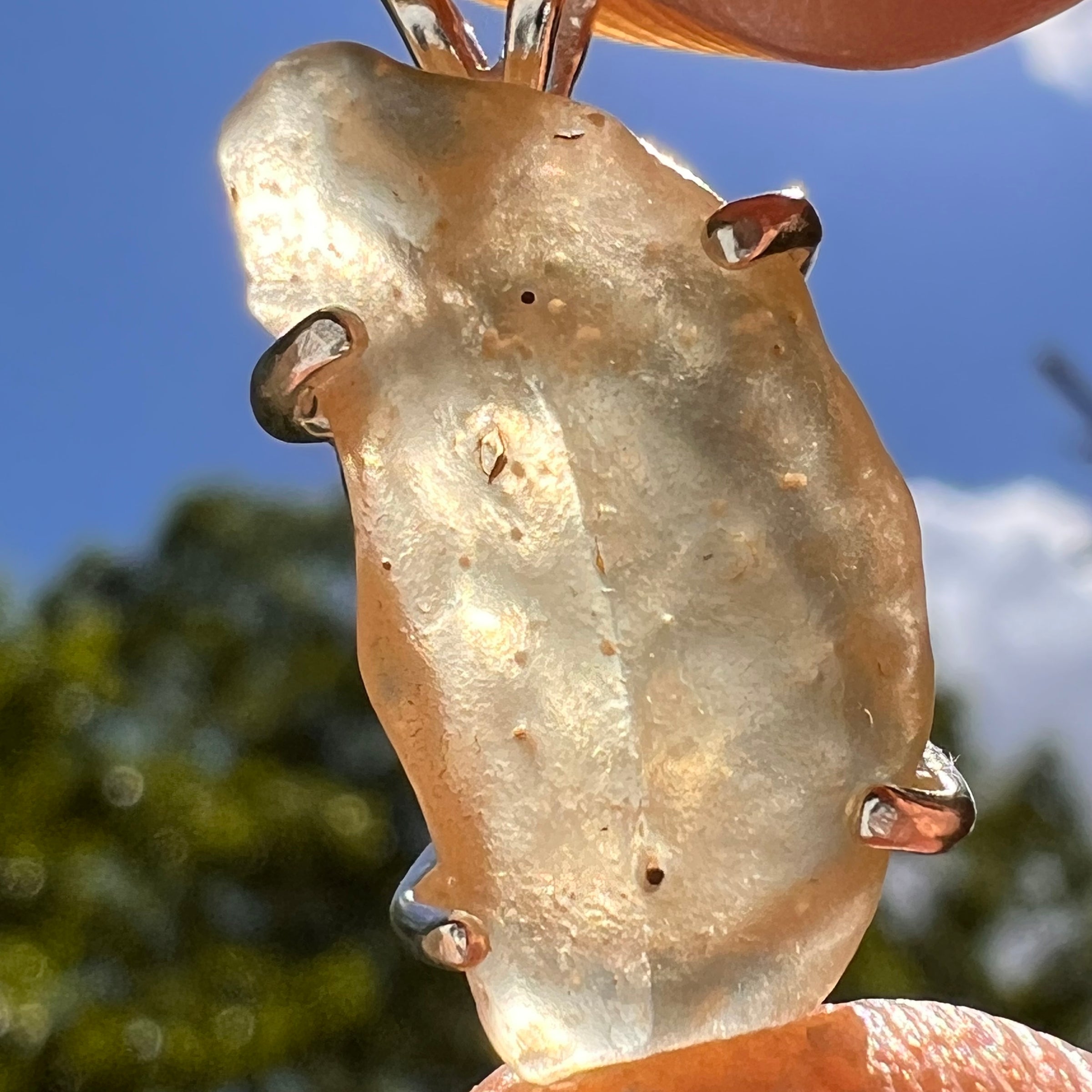 Libyan Desert Glass Pendant Sterling Silver #8380-Moldavite Life