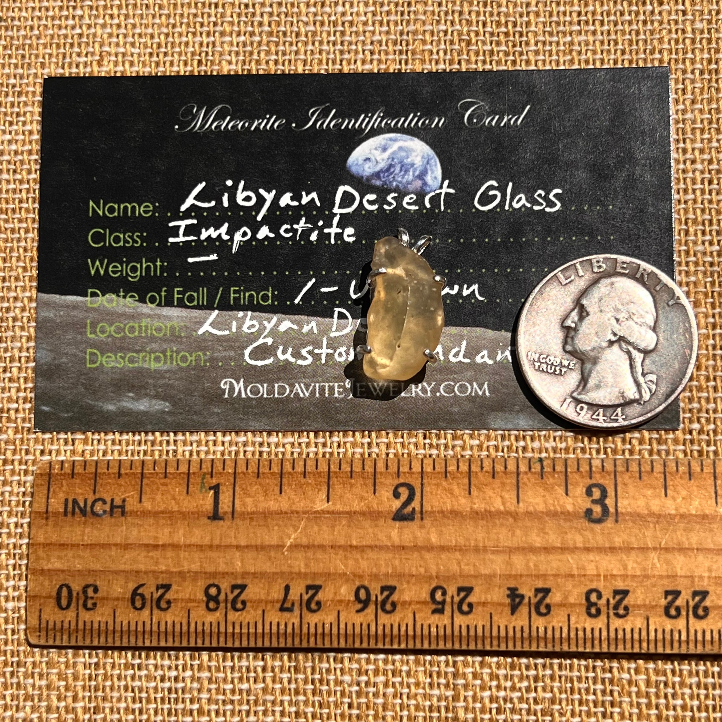 Libyan Desert Glass Pendant Sterling Silver #8380-Moldavite Life