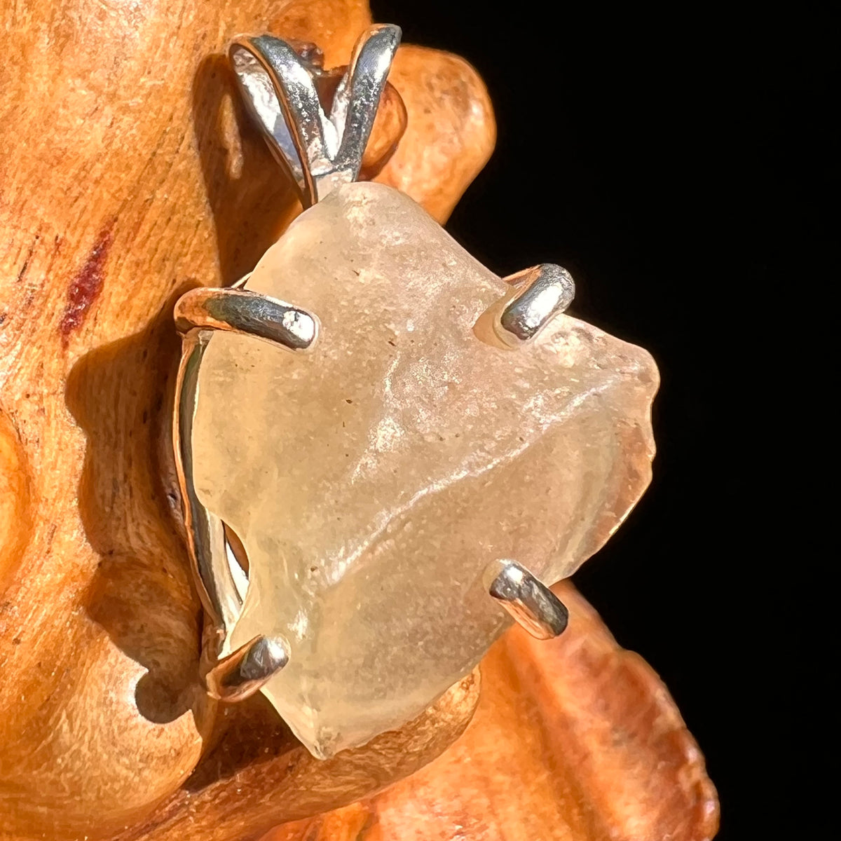 Libyan Desert Glass Pendant Sterling Silver #8381-Moldavite Life