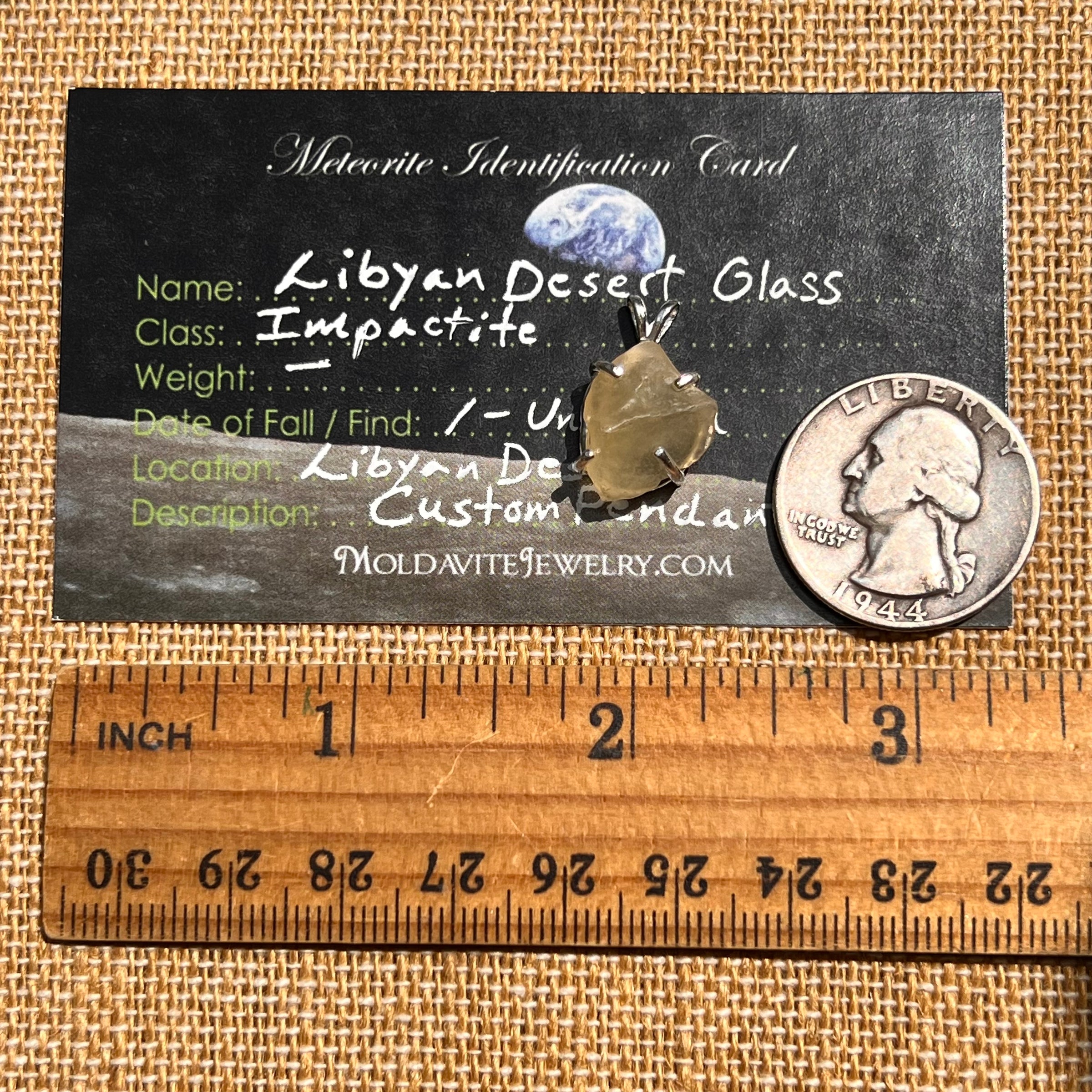 Libyan Desert Glass Pendant Sterling Silver #8381-Moldavite Life