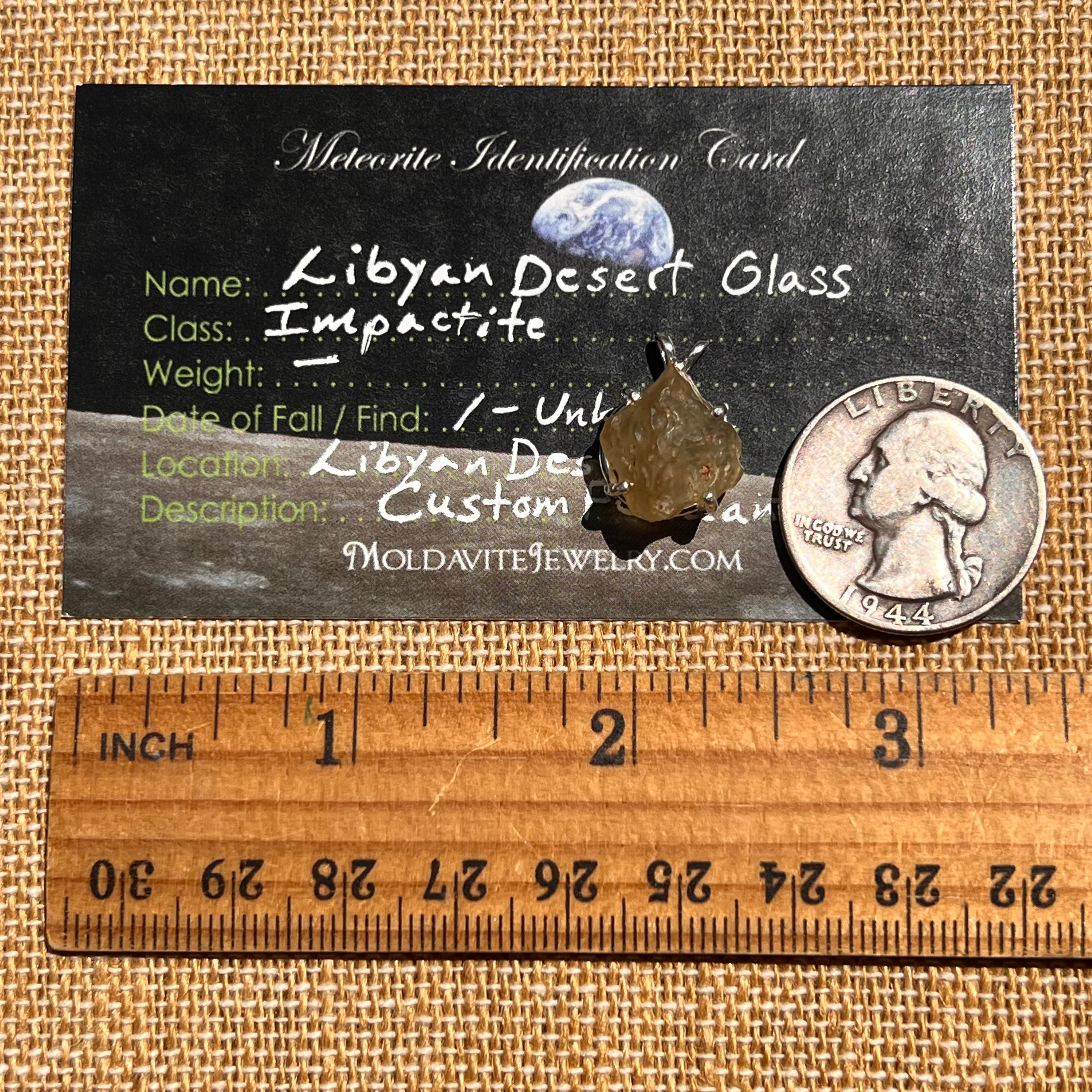Libyan Desert Glass Pendant Sterling Silver #8382-Moldavite Life