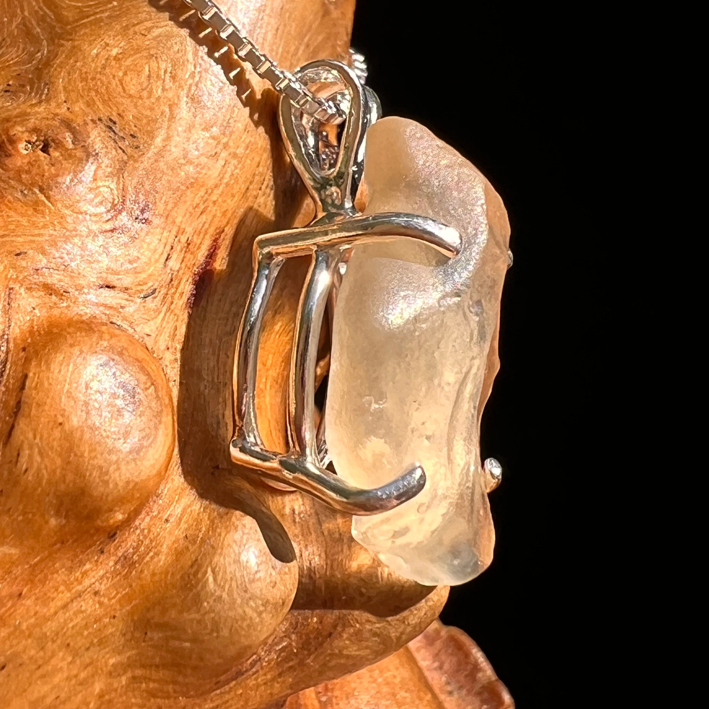 Libyan Desert Glass Pendant Sterling Silver #8389-Moldavite Life