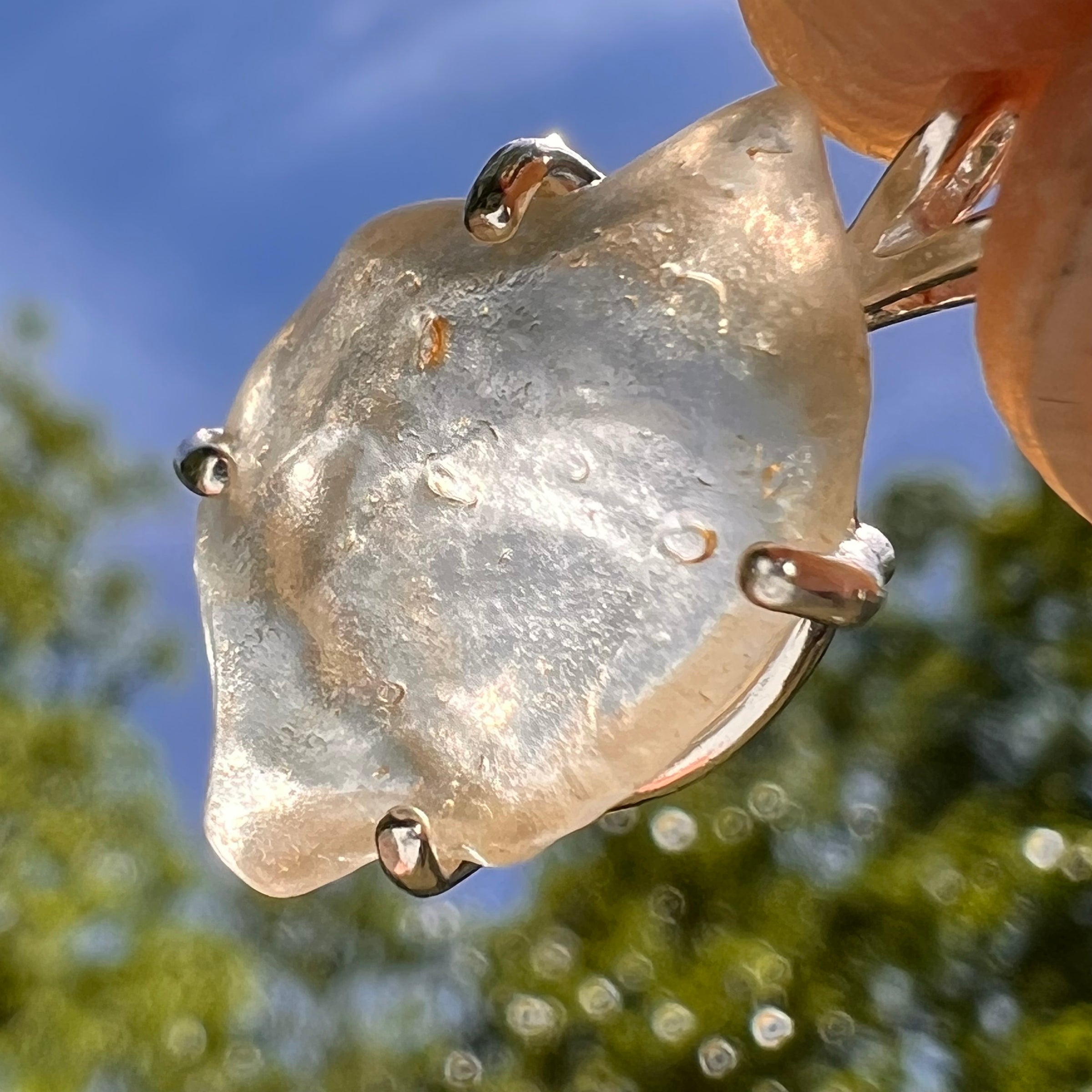 Libyan Desert Glass Pendant Sterling Silver #8389-Moldavite Life