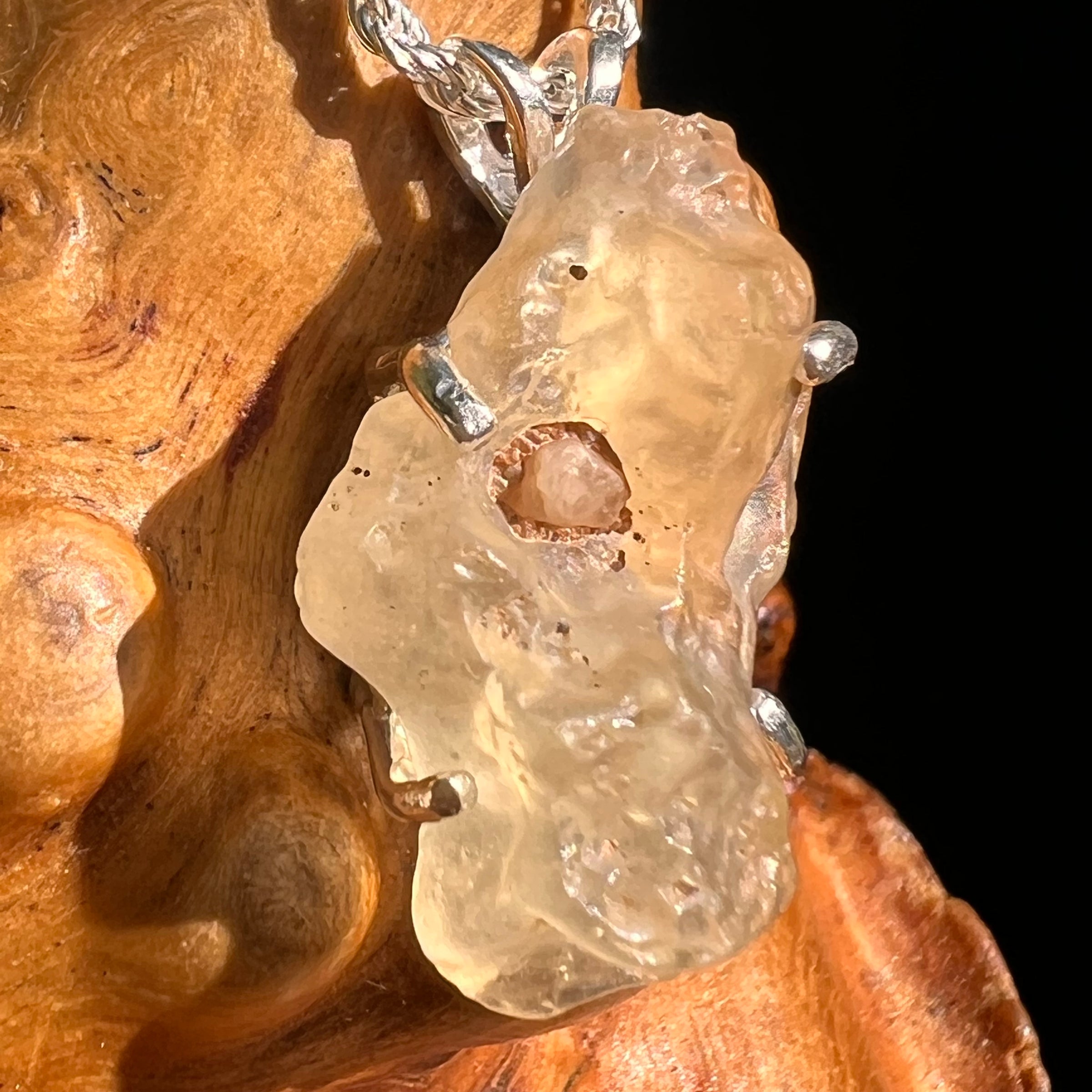 Libyan Desert Glass Pendant Sterling Silver Coesite #8352-Moldavite Life