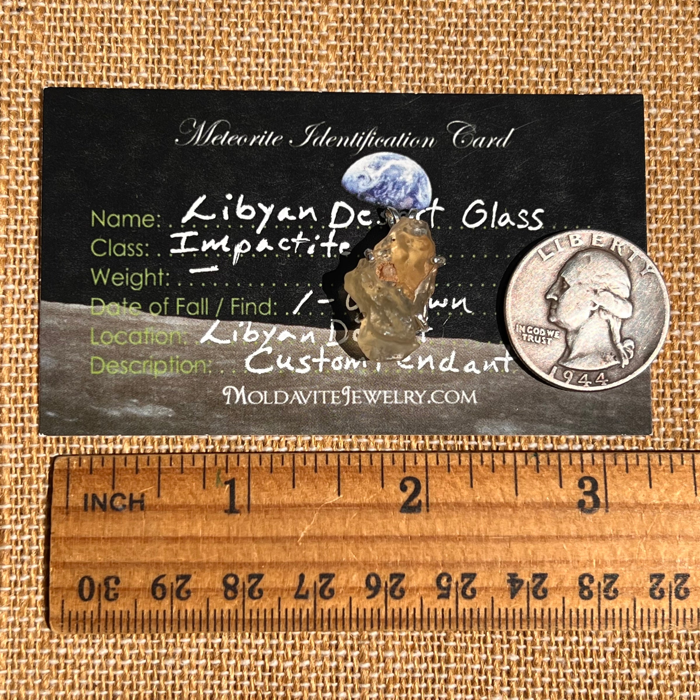 Libyan Desert Glass Pendant Sterling Silver Coesite #8352-Moldavite Life