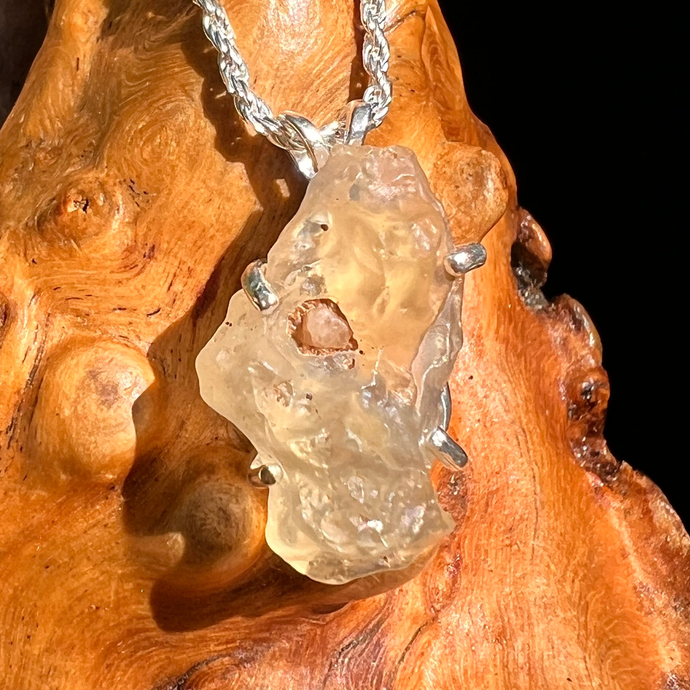 Libyan Desert Glass Pendant Sterling Silver Coesite #8352-Moldavite Life