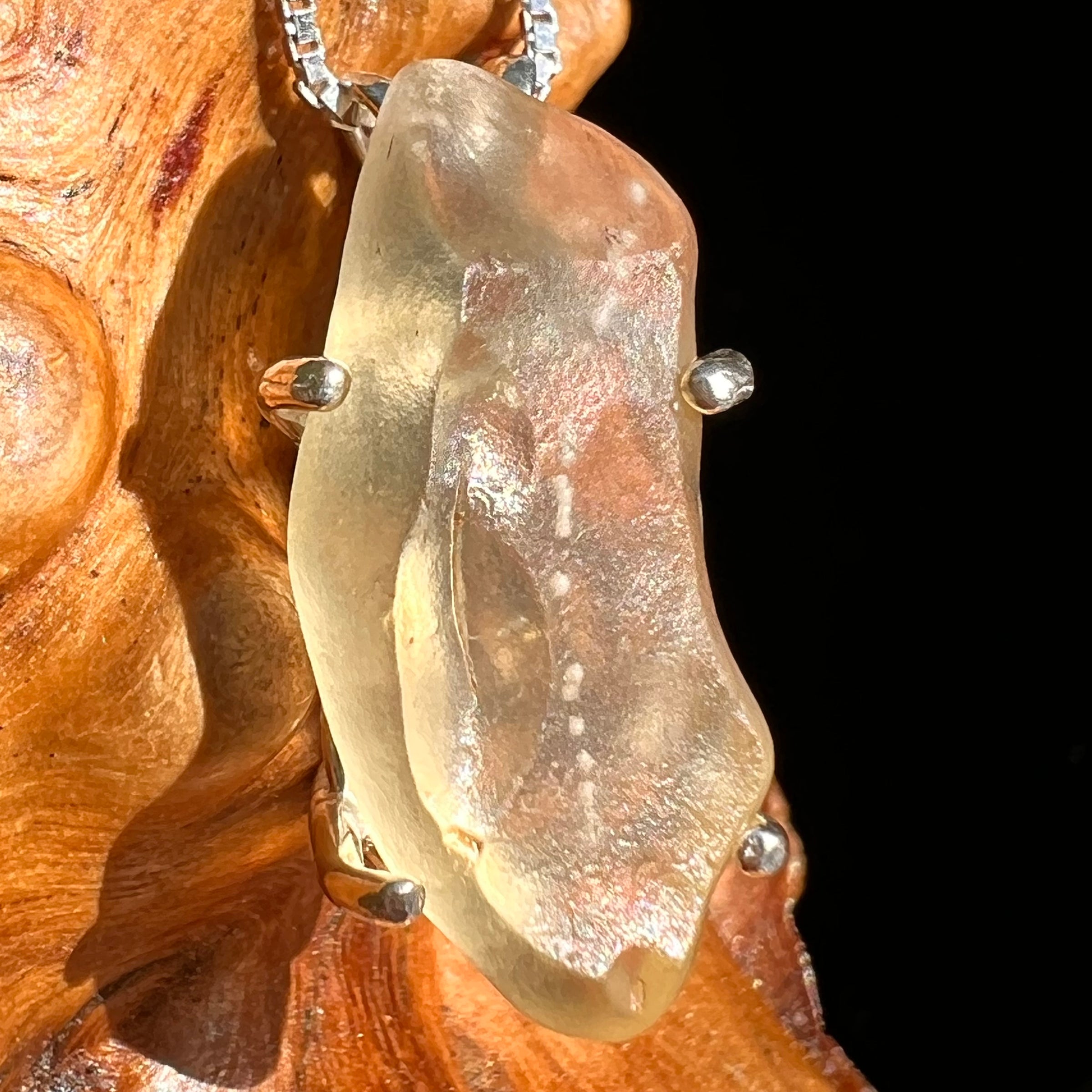 Libyan Desert Glass Pendant Sterling Silver Cristobalite #8383-Moldavite Life