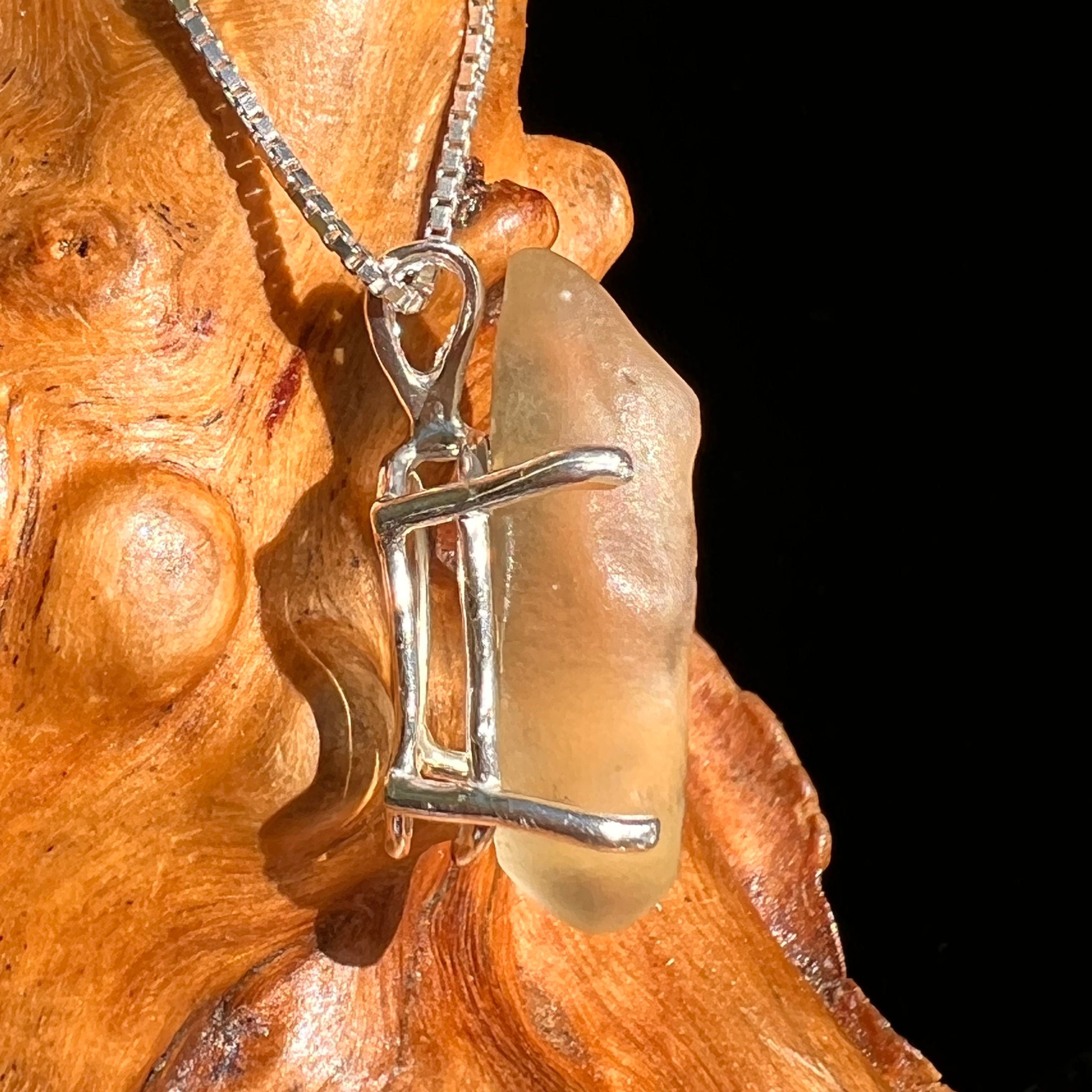 Libyan Desert Glass Pendant Sterling Silver Cristobalite #8383-Moldavite Life