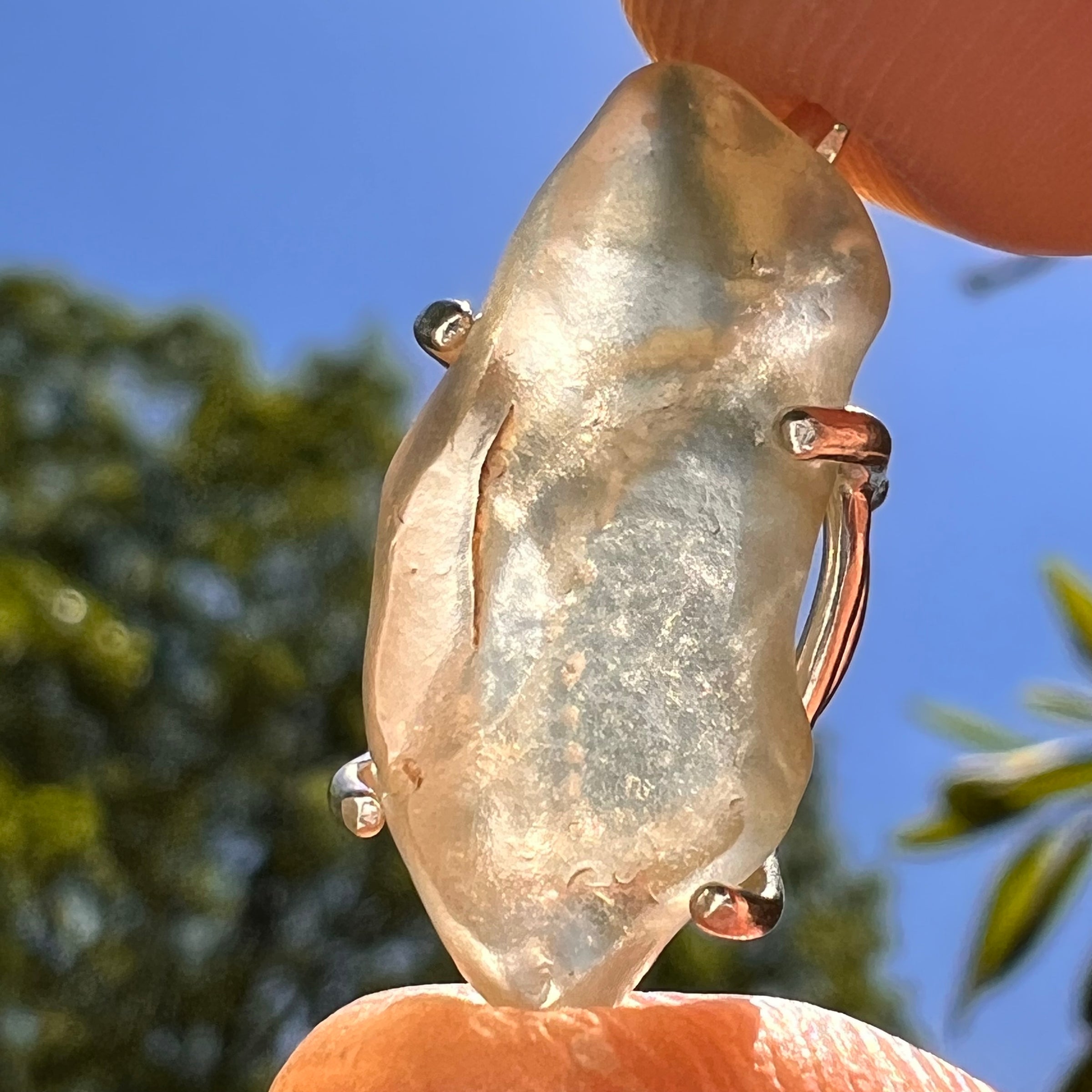 Libyan Desert Glass Pendant Sterling Silver Cristobalite #8383-Moldavite Life