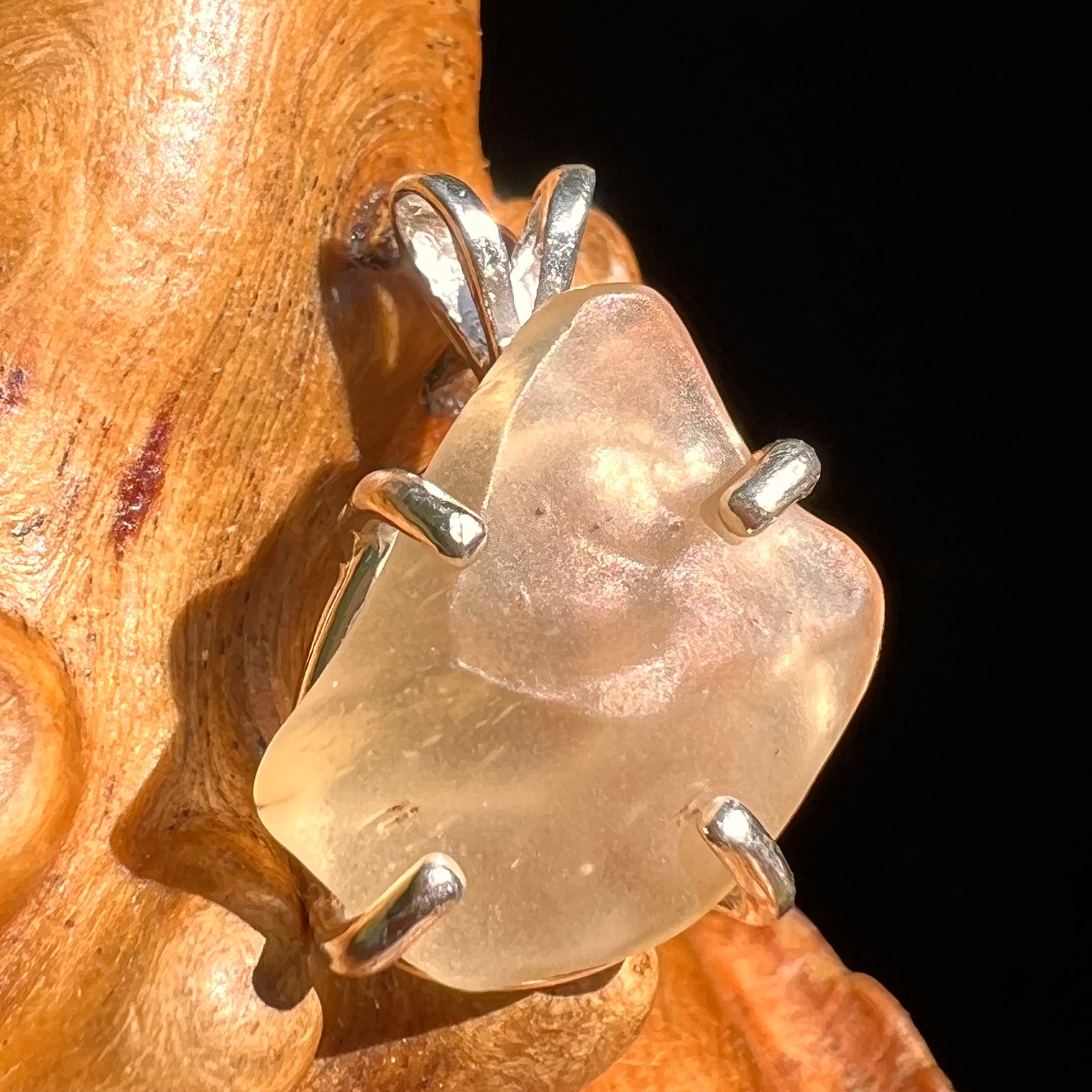 Libyan Desert Glass Pendant Sterling Silver Cristobalite #8384-Moldavite Life