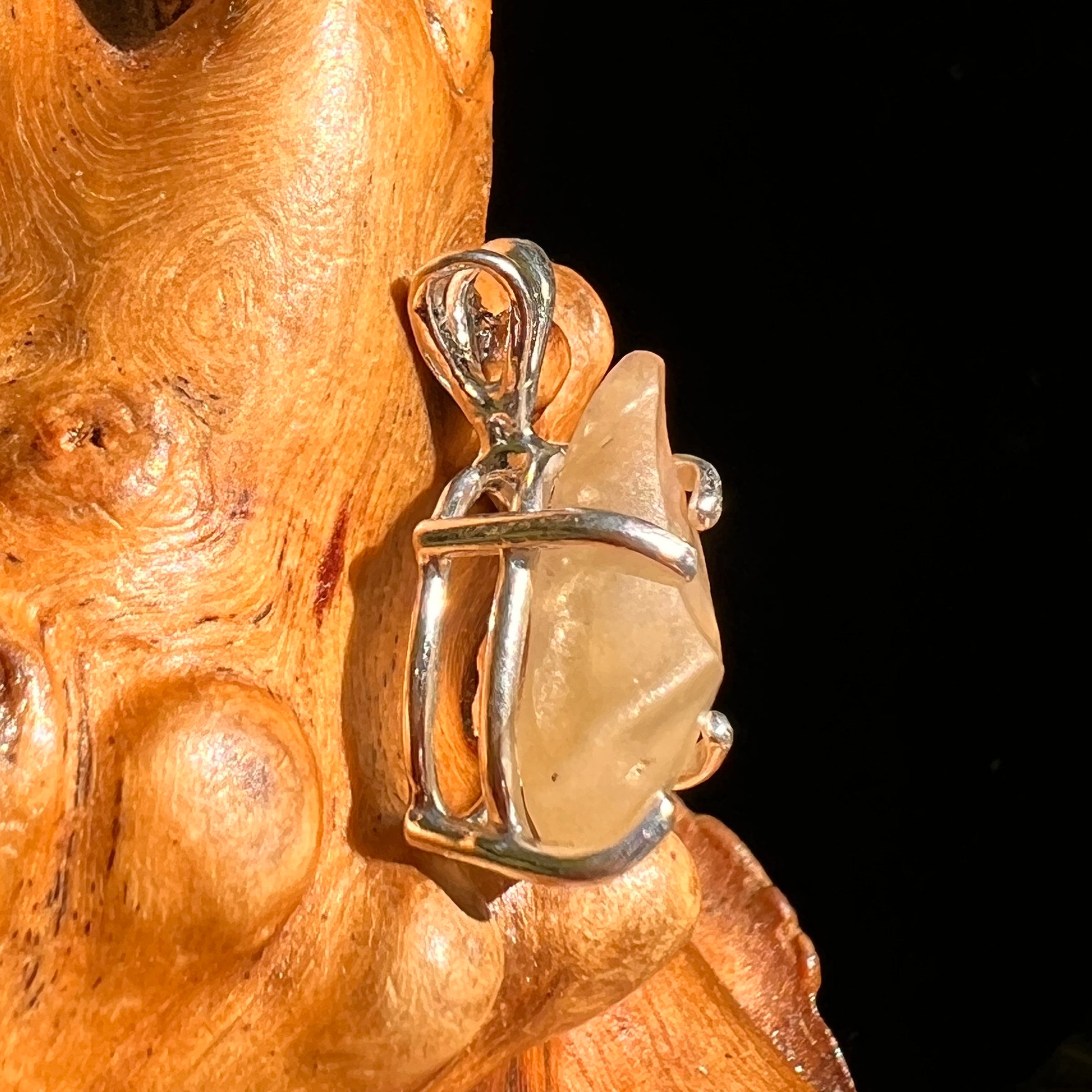 Libyan Desert Glass Pendant Sterling Silver Cristobalite #8384-Moldavite Life