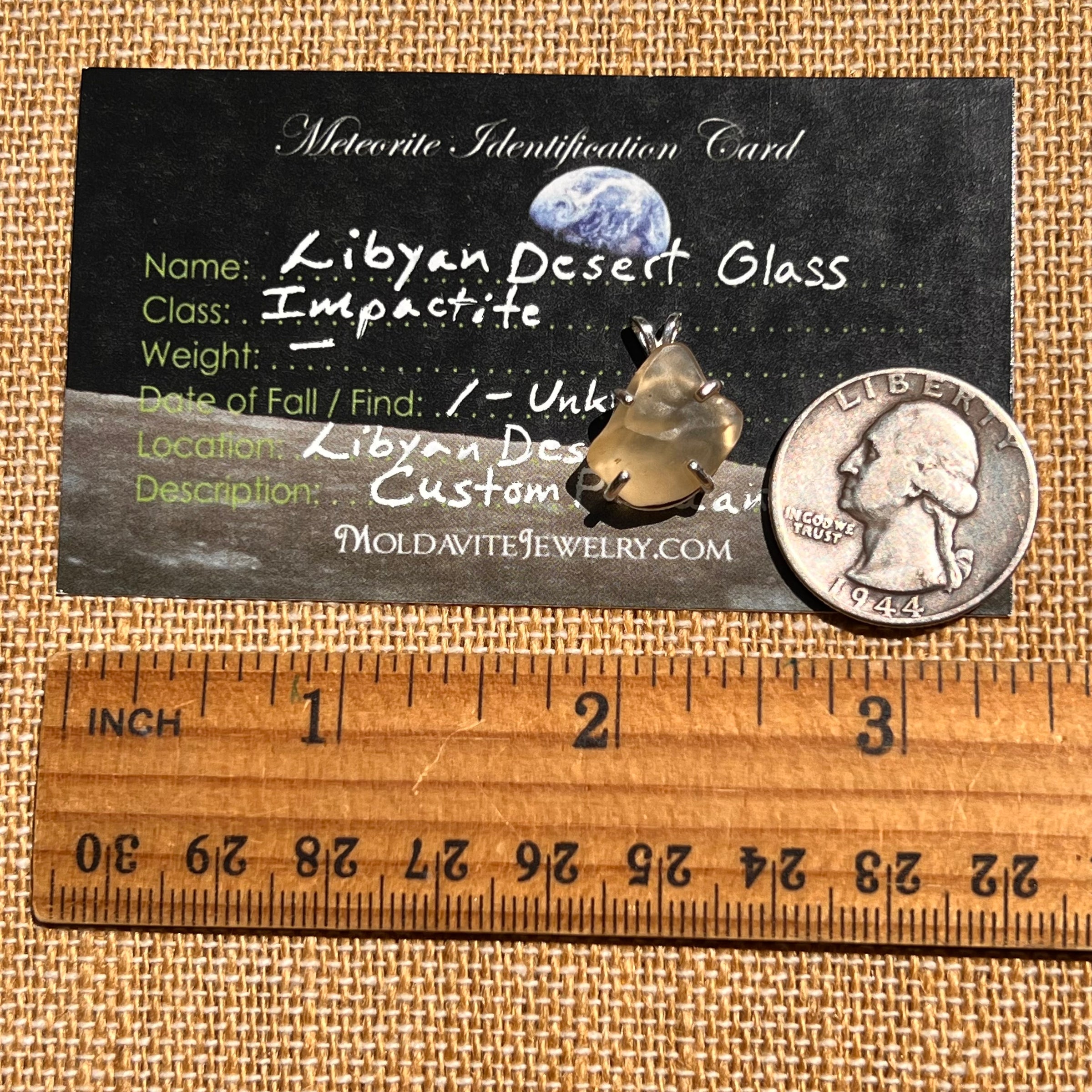 Libyan Desert Glass Pendant Sterling Silver Cristobalite #8384-Moldavite Life