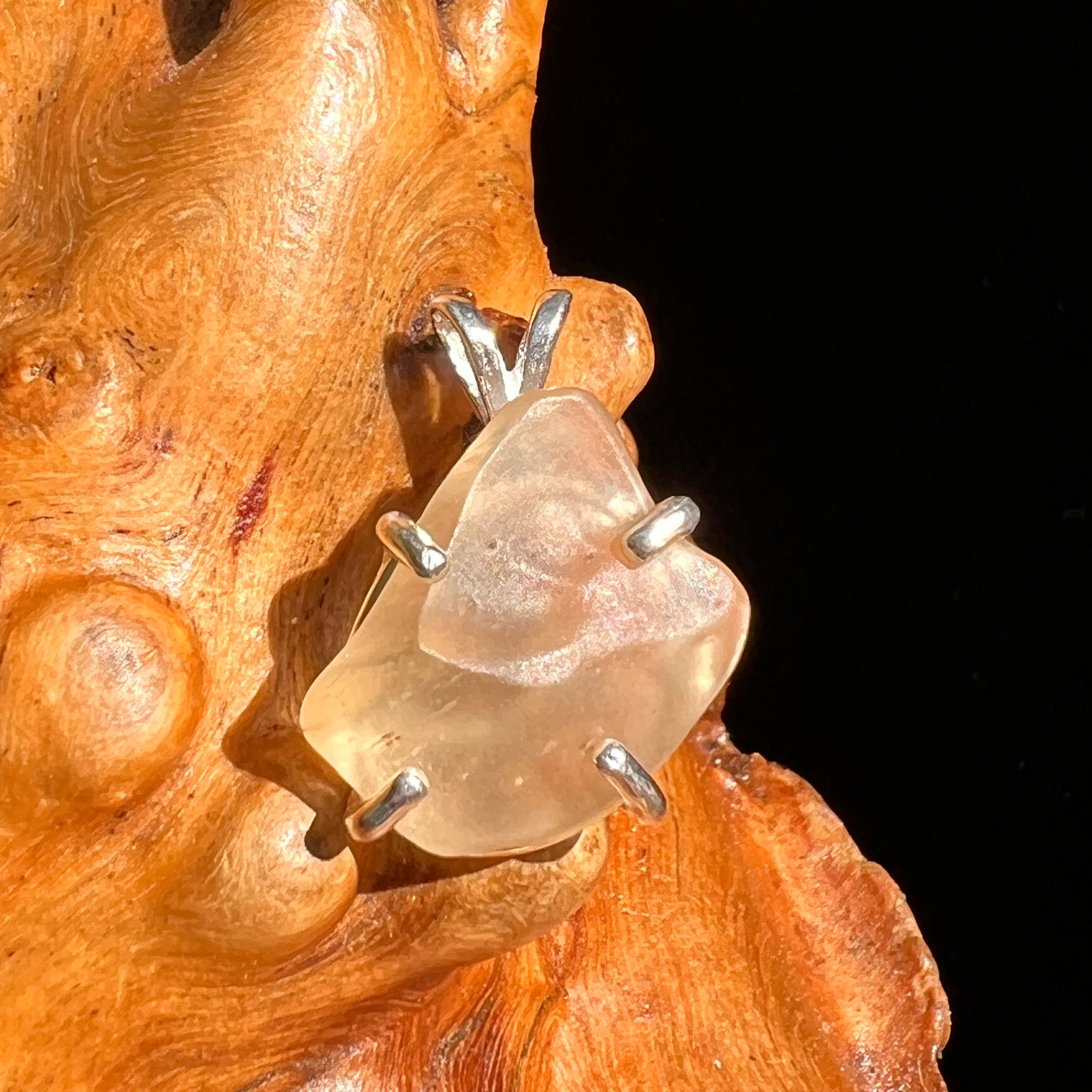 Libyan Desert Glass Pendant Sterling Silver Cristobalite #8384-Moldavite Life