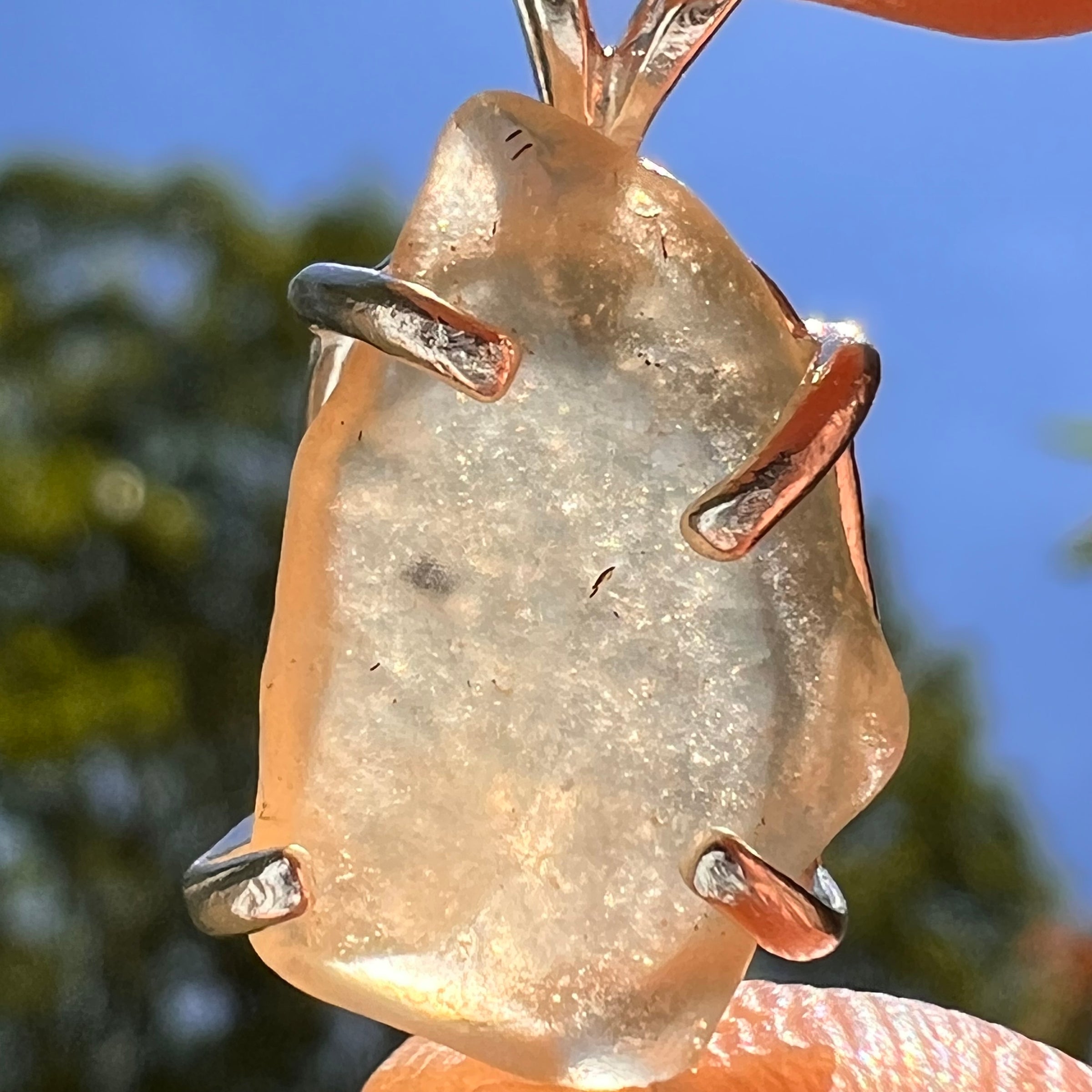 Libyan Desert Glass Pendant Sterling Silver Cristobalite #8386-Moldavite Life
