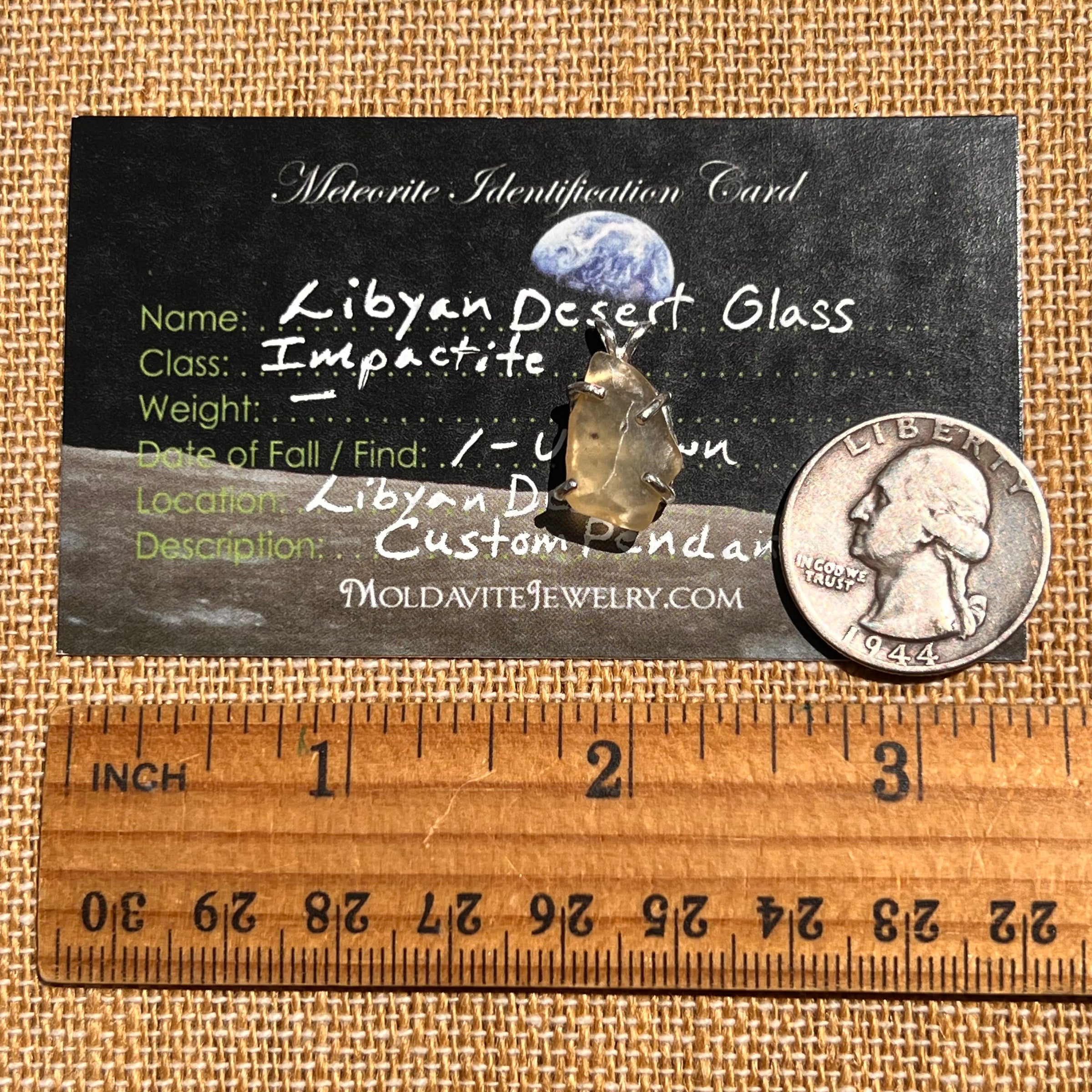 Libyan Desert Glass Pendant Sterling Silver Cristobalite #8386-Moldavite Life