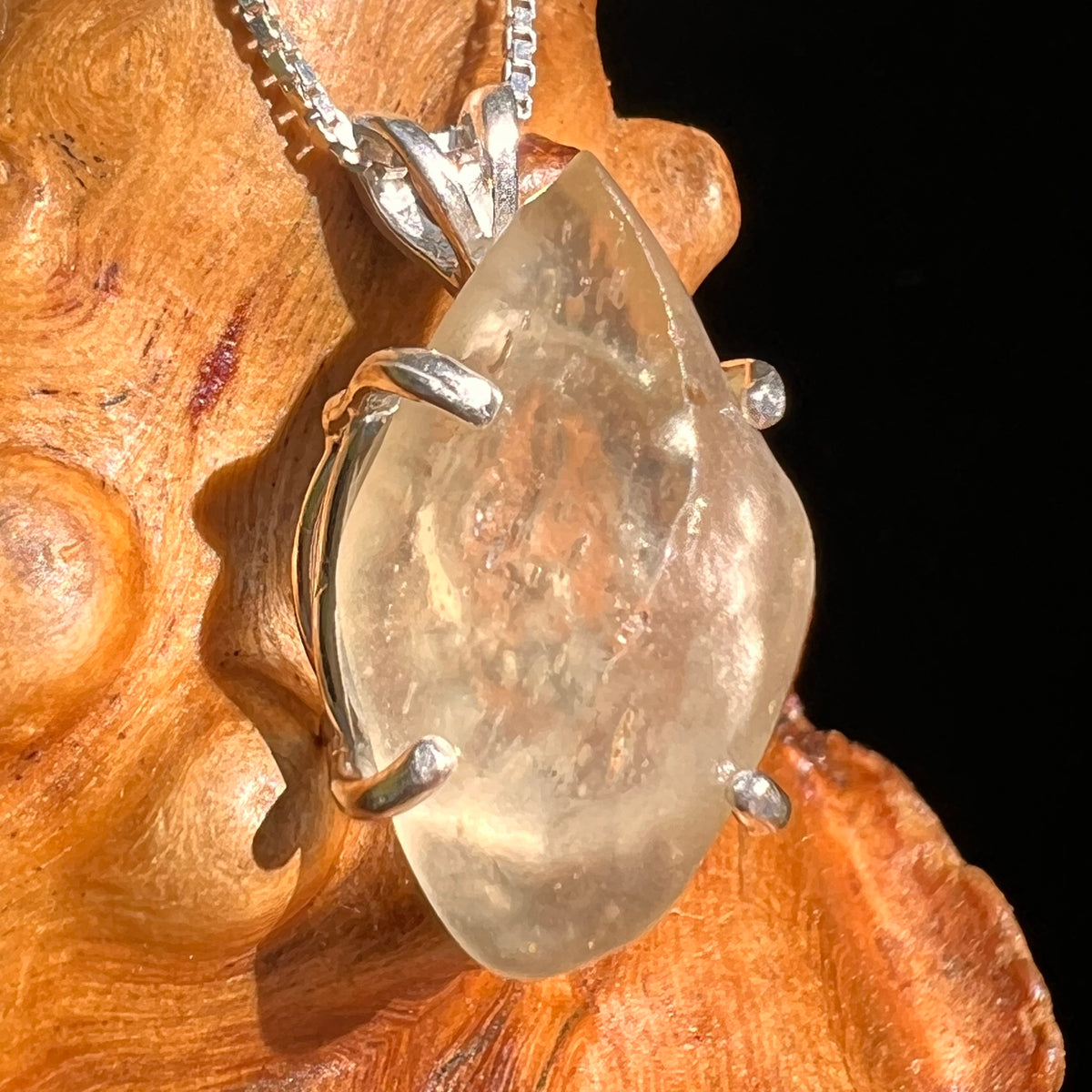 Libyan Desert Glass Pendant Sterling Silver Cristobalite #8387-Moldavite Life