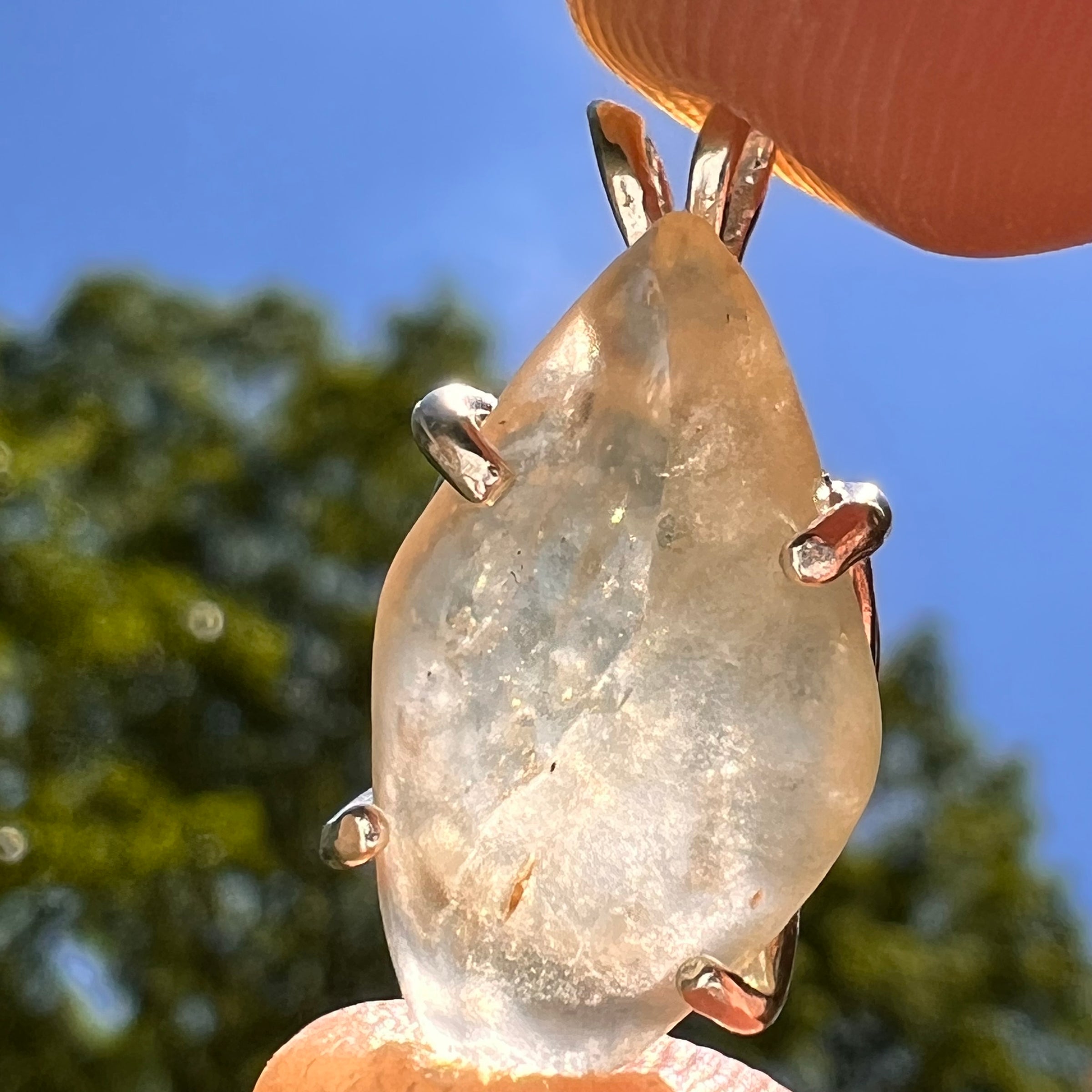 Libyan Desert Glass Pendant Sterling Silver Cristobalite #8387-Moldavite Life