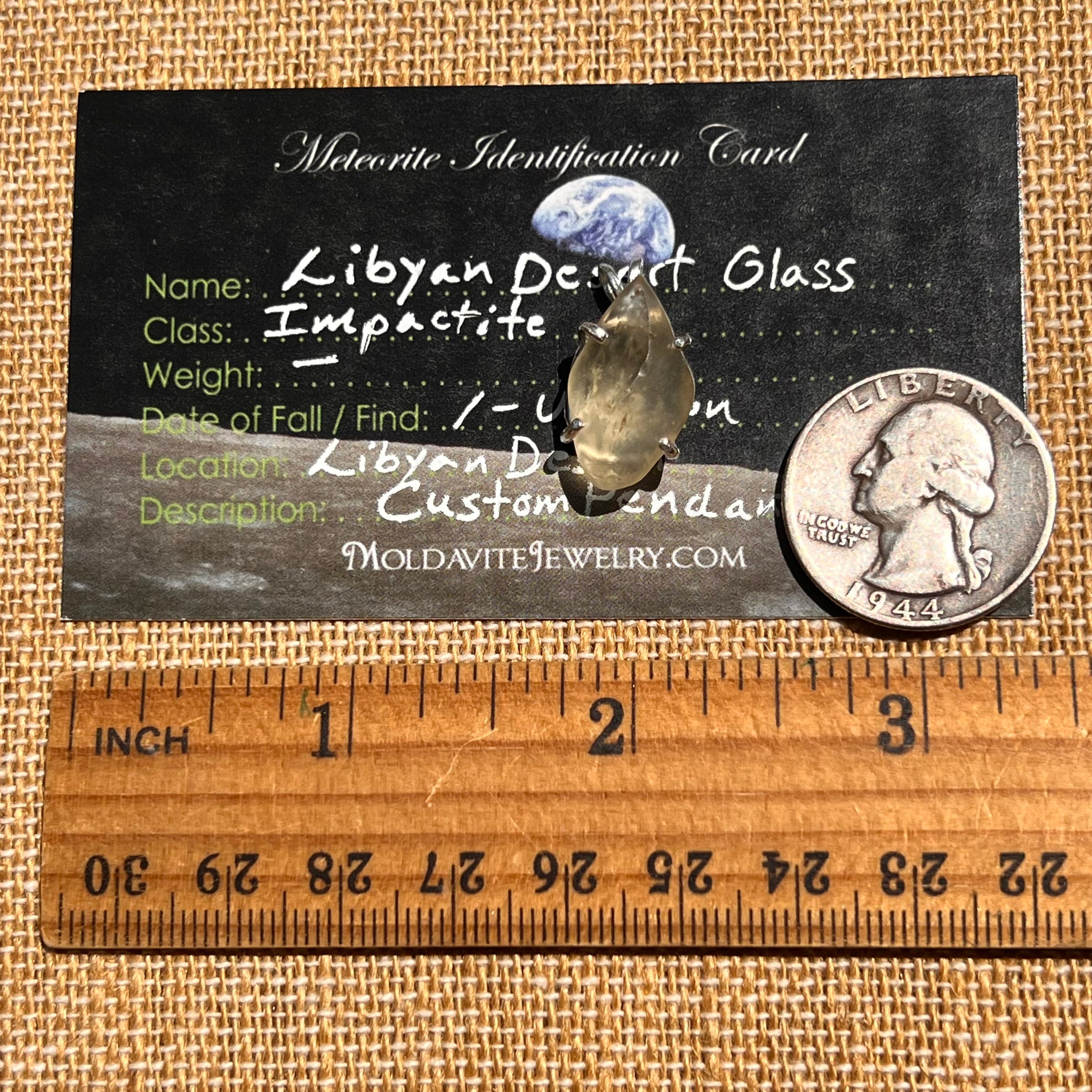 Libyan Desert Glass Pendant Sterling Silver Cristobalite #8387-Moldavite Life