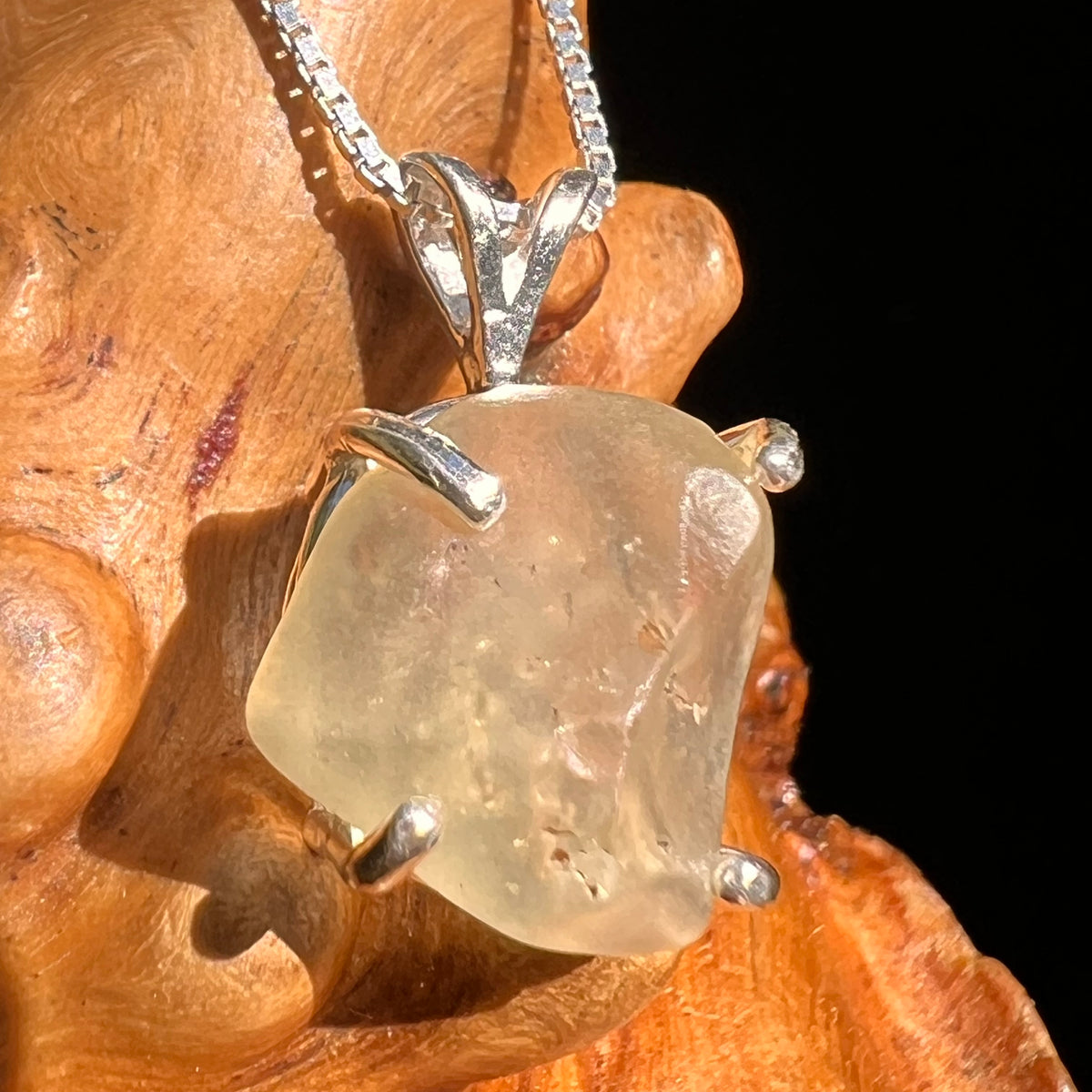 Libyan Desert Glass Pendant Sterling Silver Cristobalite #8388-Moldavite Life