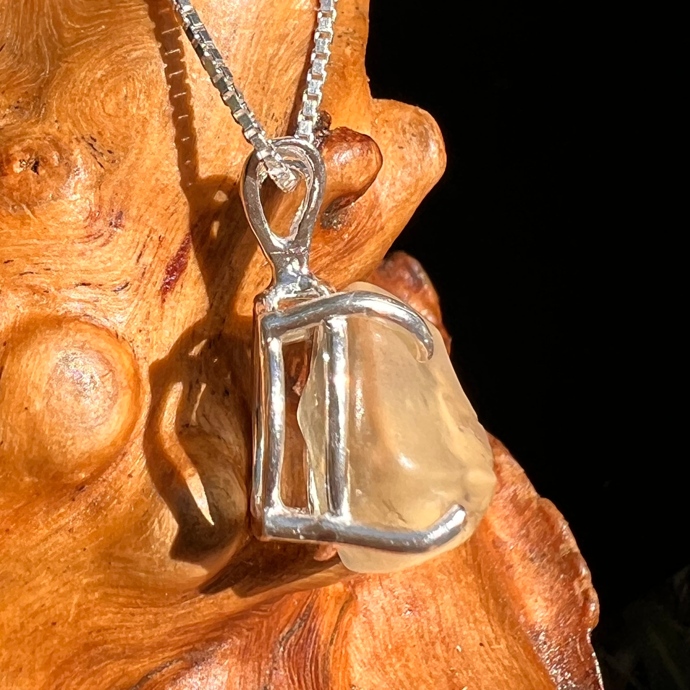 Libyan Desert Glass Pendant Sterling Silver Cristobalite #8388-Moldavite Life