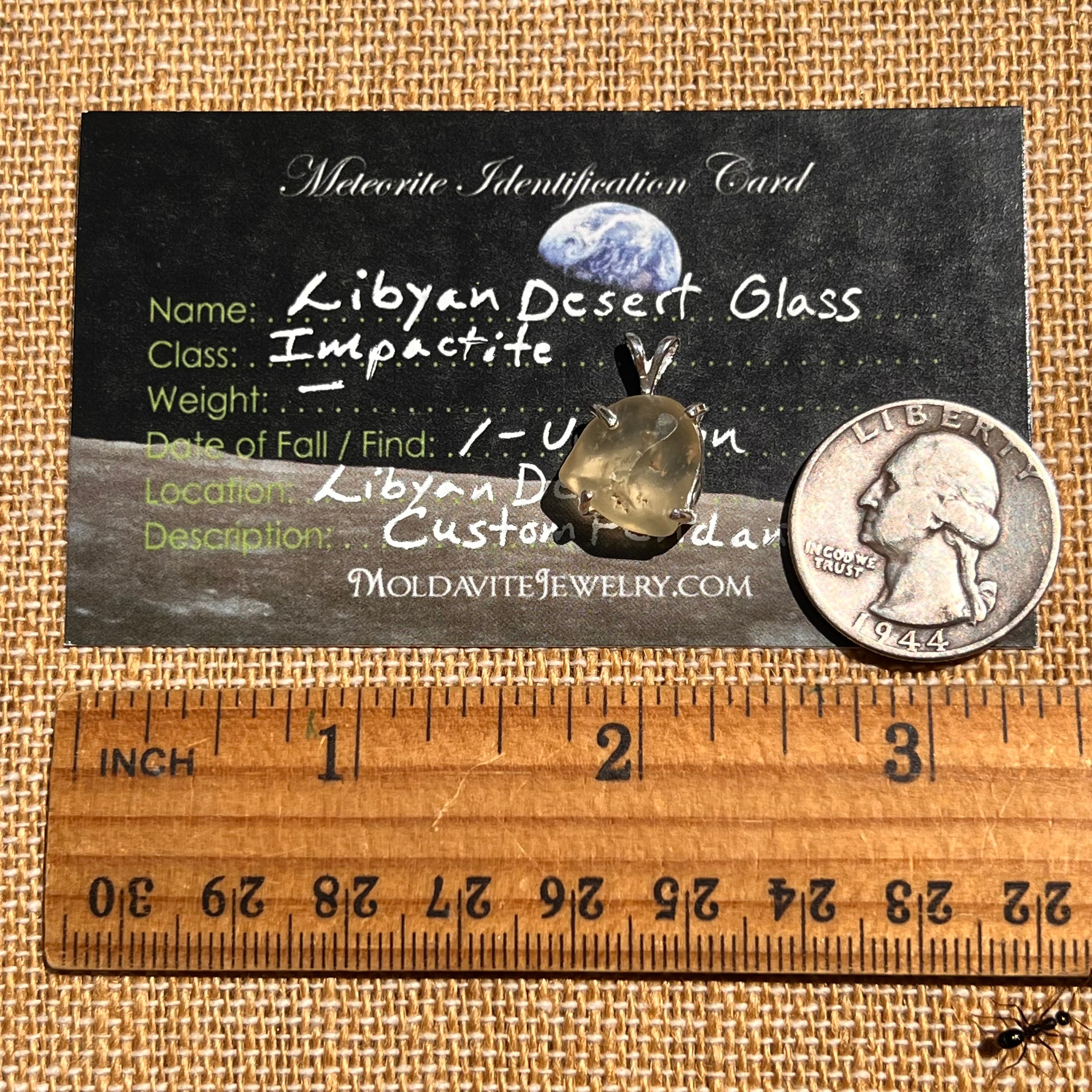 Libyan Desert Glass Pendant Sterling Silver Cristobalite #8388-Moldavite Life