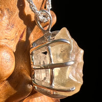 Libyan Desert Glass & Phenakite Pendant Sterling #8410-Moldavite Life