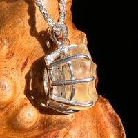 Libyan Desert Glass & Phenakite Pendant Sterling #8410-Moldavite Life