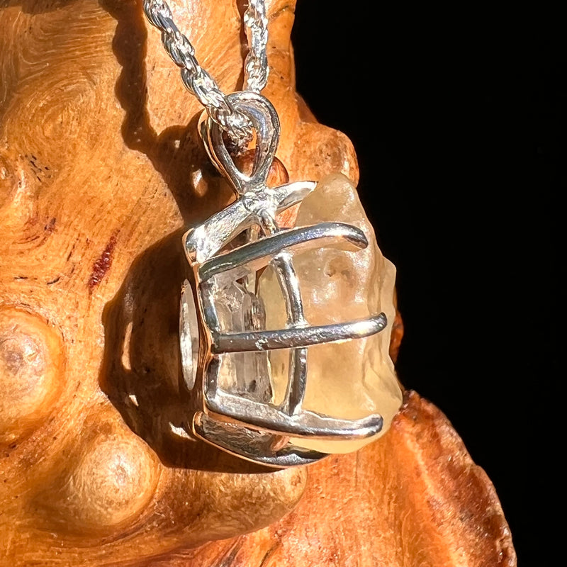 Libyan Desert Glass & Phenakite Pendant Sterling #8410-Moldavite Life
