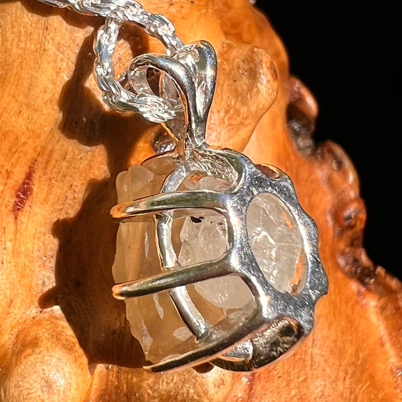 Libyan Desert Glass & Phenakite Pendant Sterling #8413-Moldavite Life