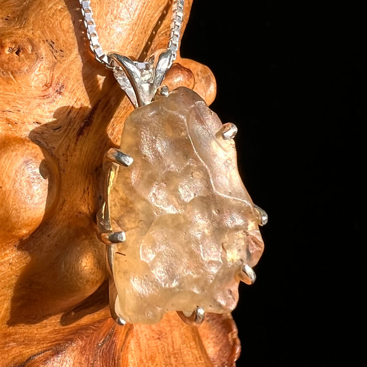Libyan Desert Glass & Phenakite Pendant Sterling #8920-Moldavite Life