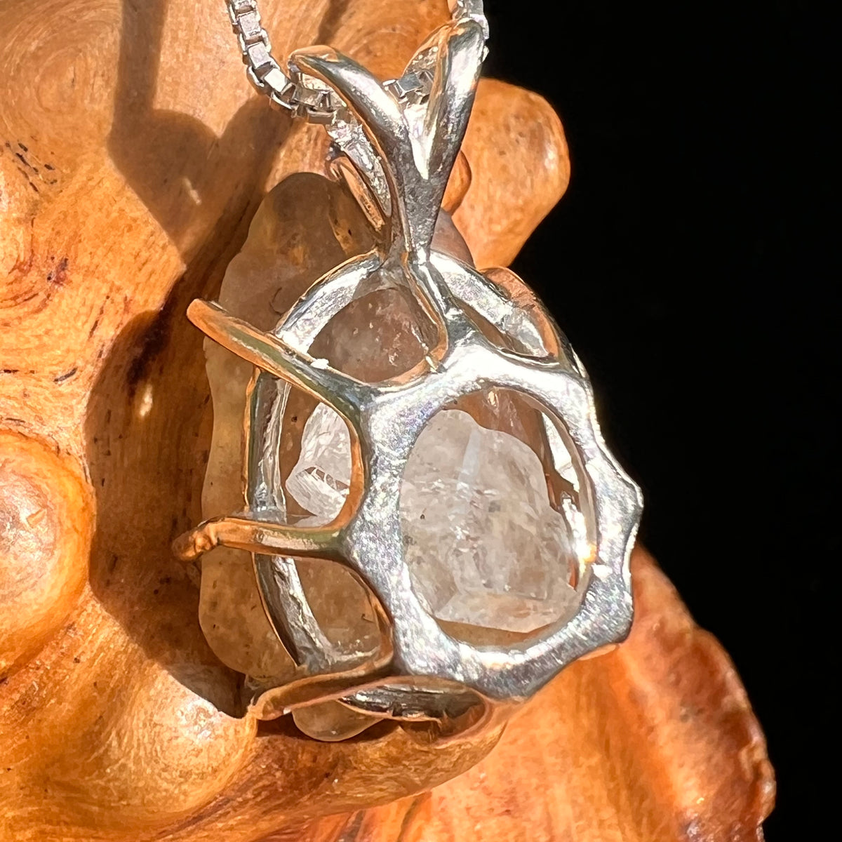 Libyan Desert Glass & Phenakite Pendant Sterling #8920-Moldavite Life