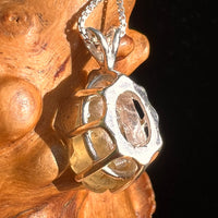 Libyan Desert Glass & Phenakite Pendant Sterling #8921-Moldavite Life