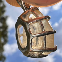 Libyan Desert Glass & Phenakite Pendant Sterling #8921-Moldavite Life