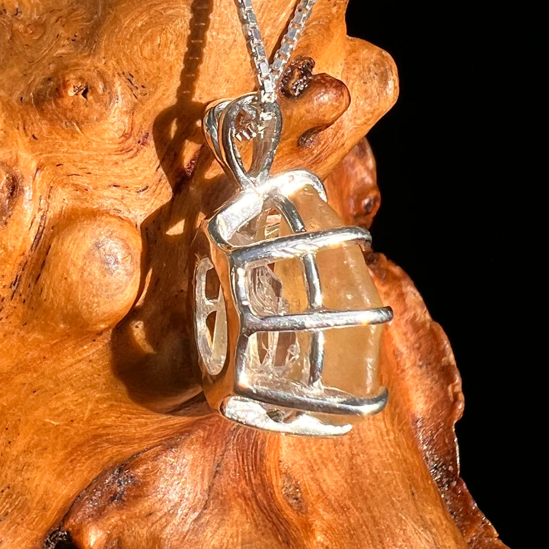 Libyan Desert Glass & Phenakite Pendant Sterling #8921-Moldavite Life