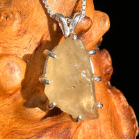Libyan Desert Glass & Phenakite Pendant Sterling #8923-Moldavite Life