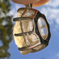 Libyan Desert Glass & Phenakite Pendant Sterling #8923-Moldavite Life